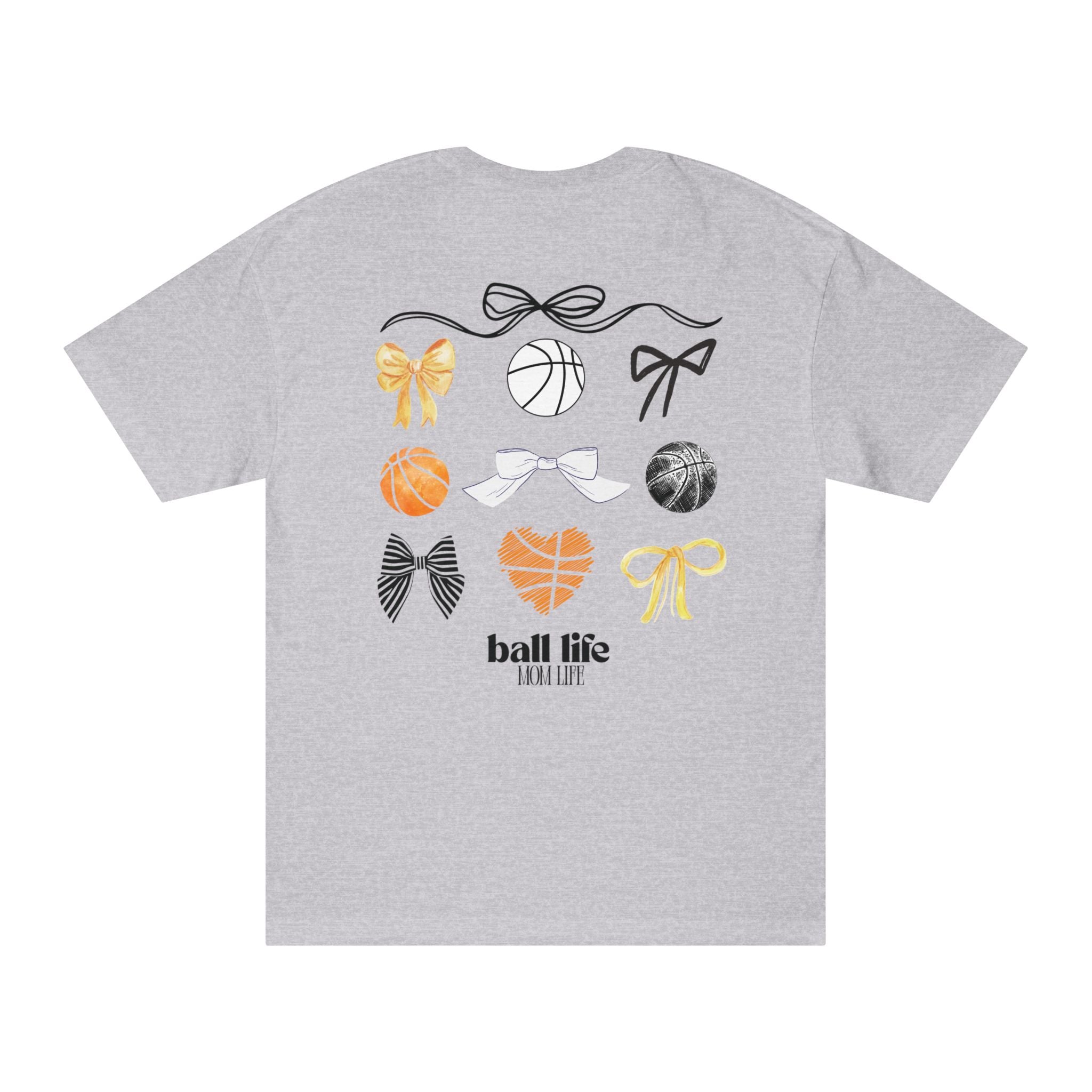 Basketball Bow Tee — "Ball Life Mom Life" Graphic Cotton T‑Shirt