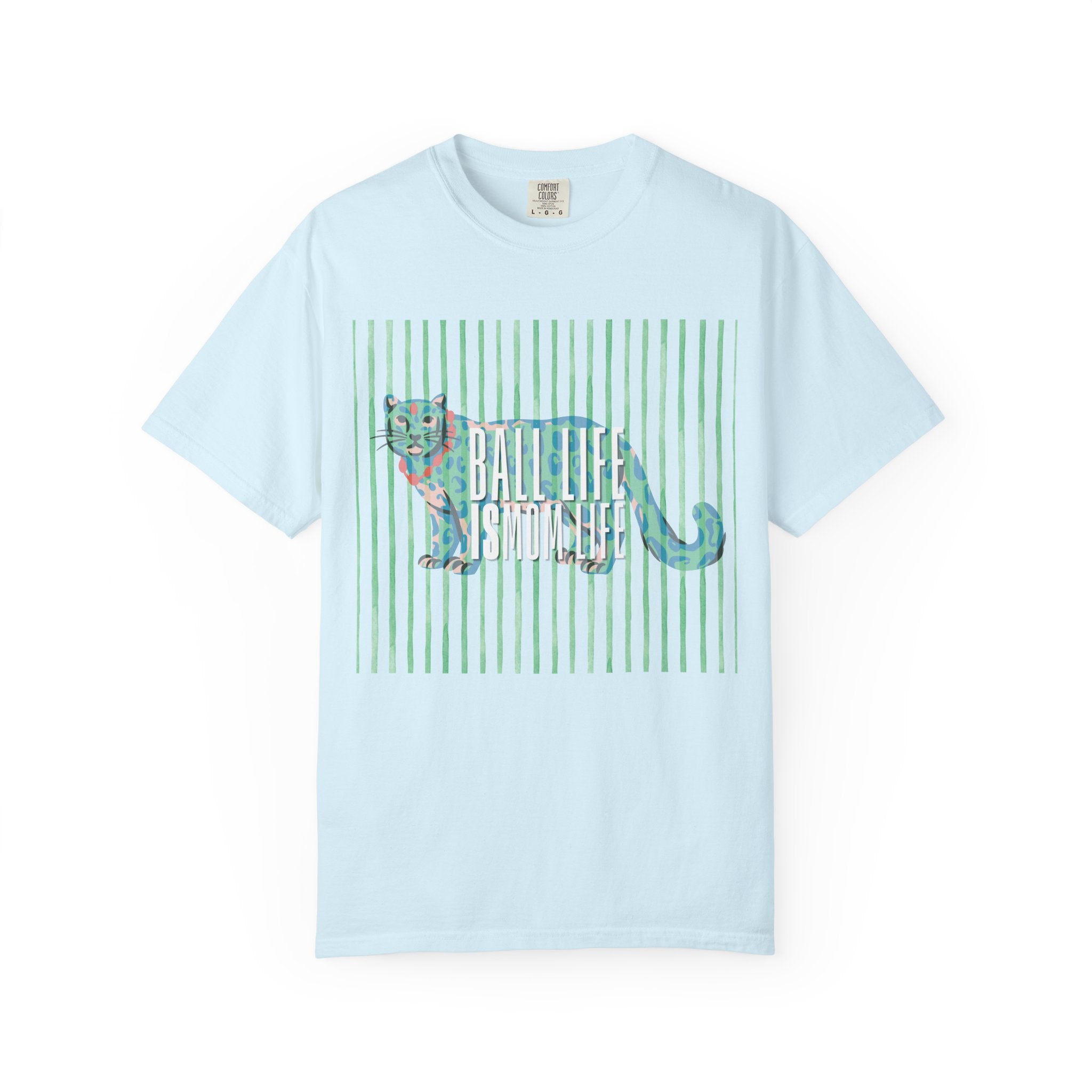 Jaguar Stripes Graphic T‑Shirt — Ball Life Mom Life Retro Animal Print Tee
