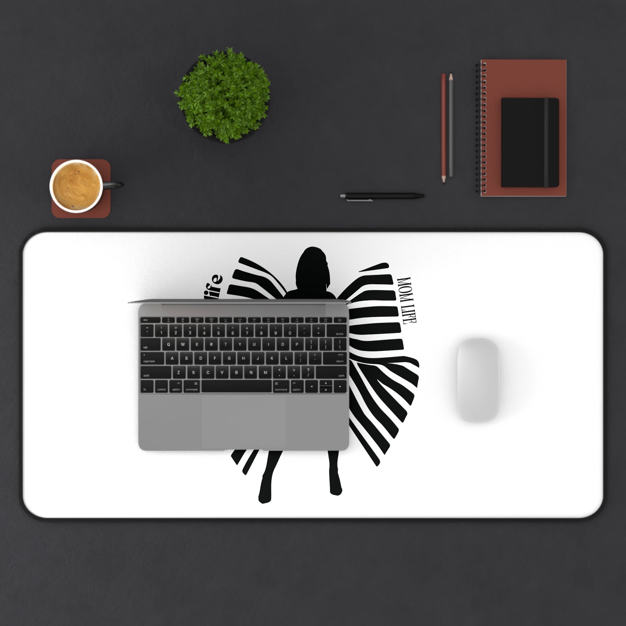 Silhouette and Bow Desk Mat — 'Ball Life Mom Life' Graphic Mouse Pad