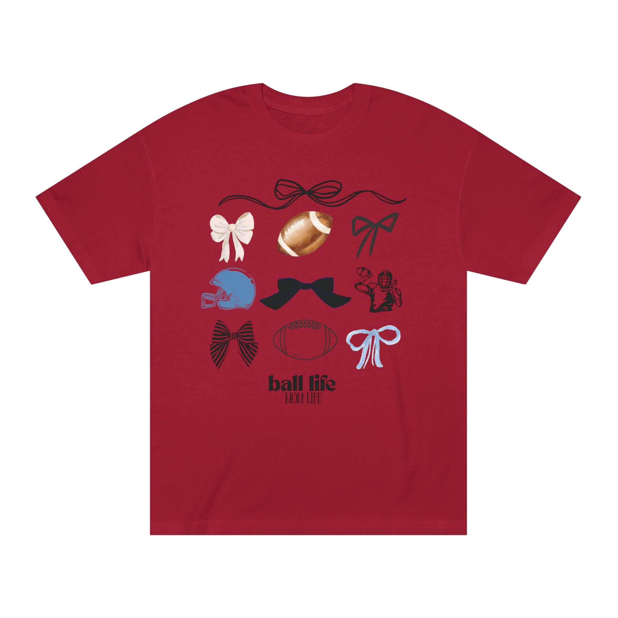 Football Mom Life Tee — Bow & Football Graphic Shirt