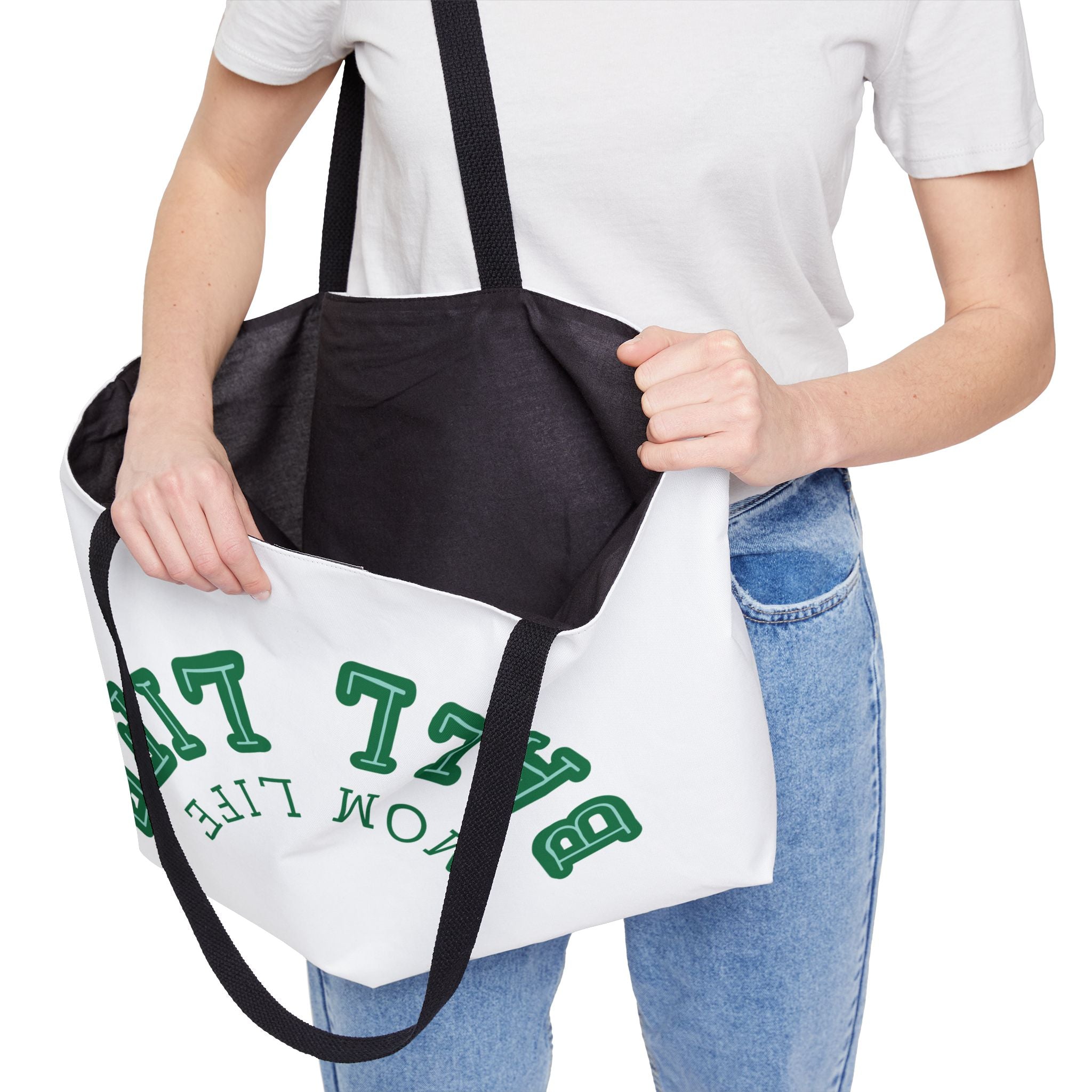 Weekender Tote — 'Ball Life Mom Life' Upside Down Arch Logo Canvas Travel Bag