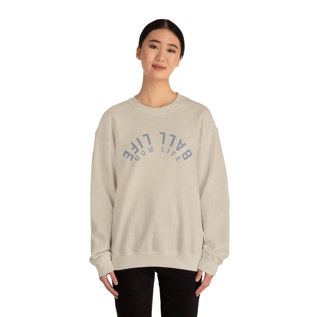 Crewneck Sweatshirt for Mom — Ball Life Mom Life Minimal Athletic Sweatshirt