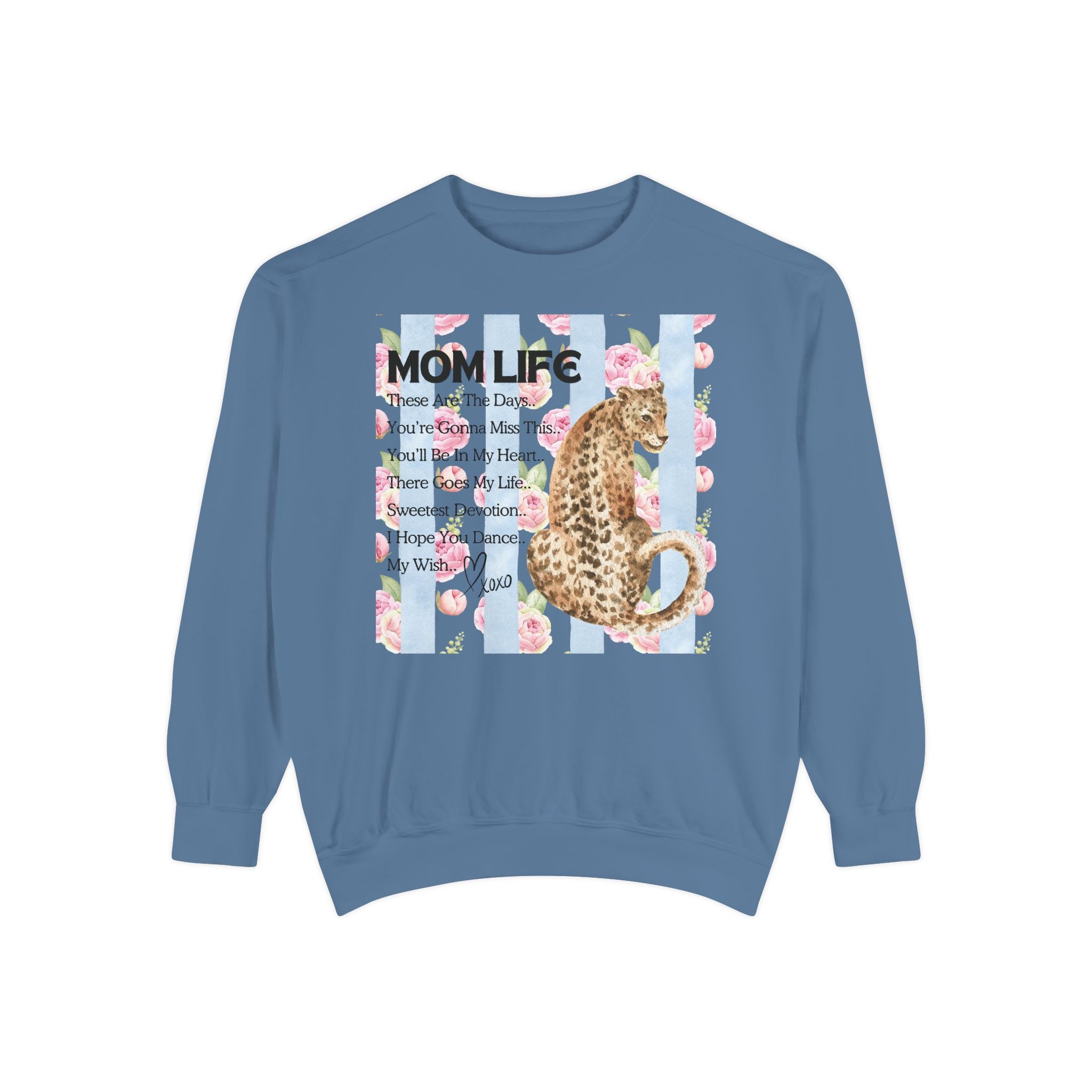 Mom Life Leopard Print Sweatshirt - Floral Striped Song Title Crewneck