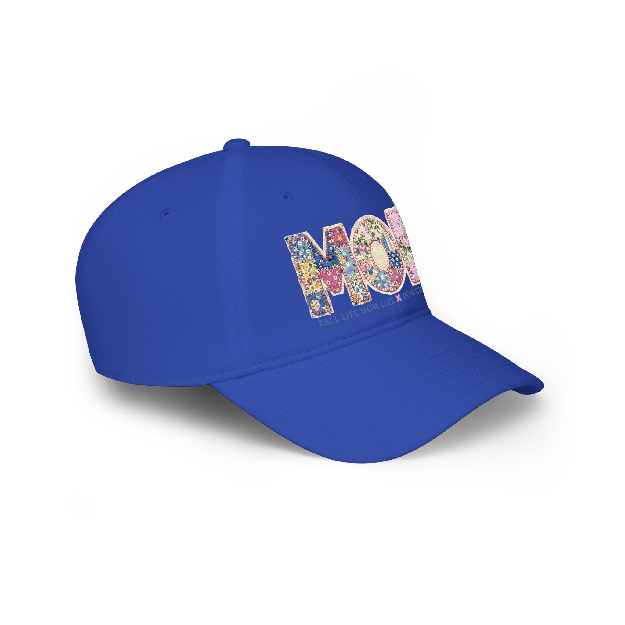 Floral 'MOM Life Ball Life' Quilted Baseball Cap Graphic — Mother's Game Day Hat