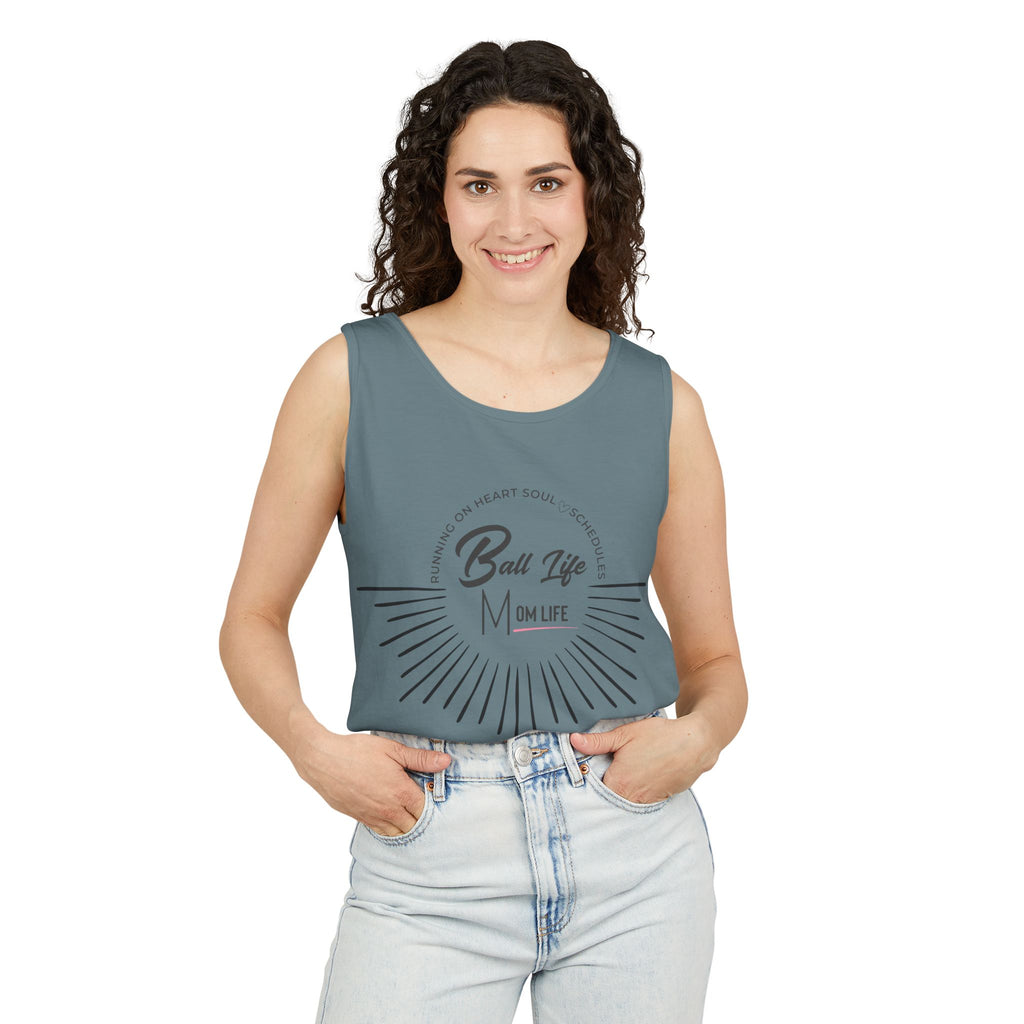 Tank Top — Ball Life Mom Life Retro Sunburst Graphic