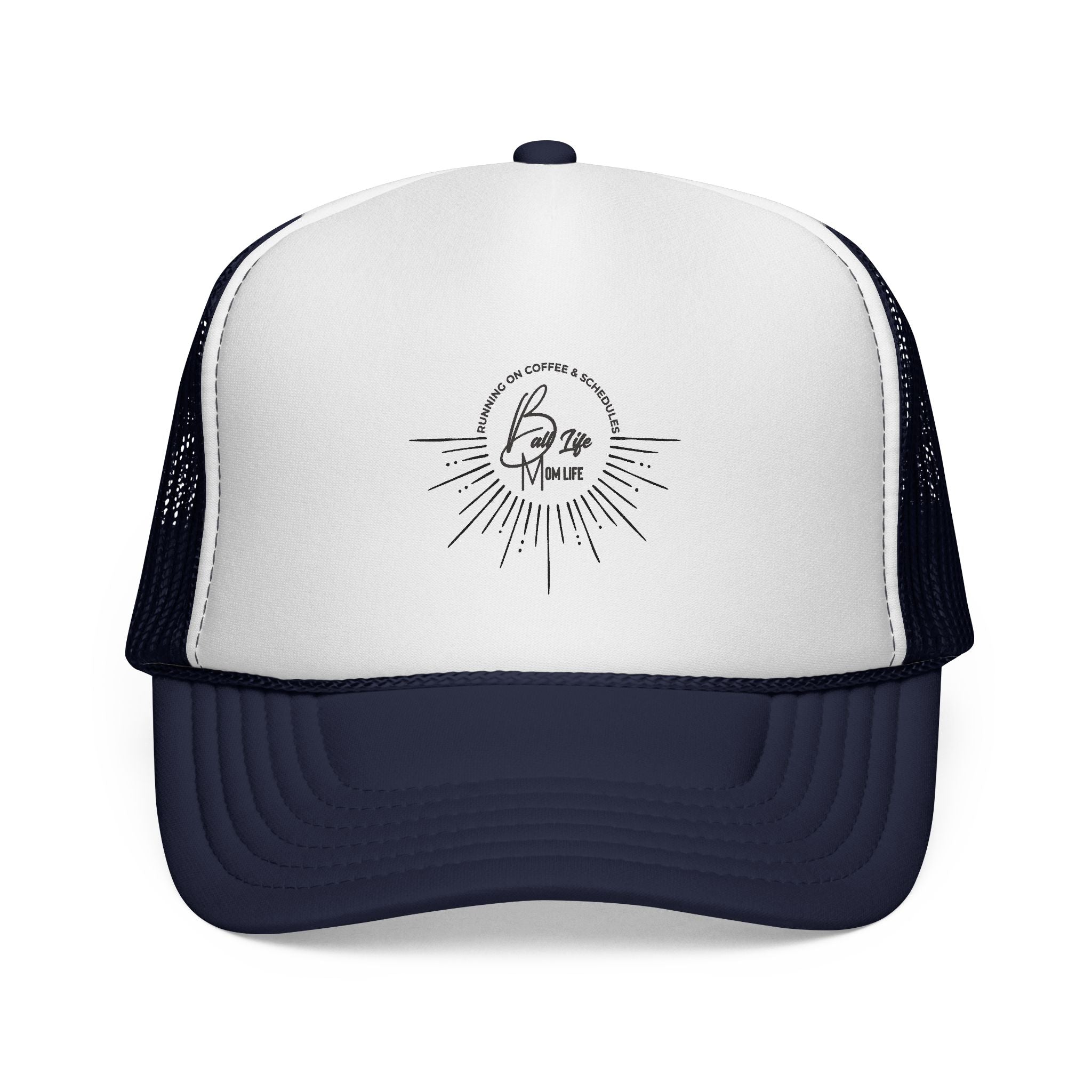 Trucker Cap with Vintage Sunburst Logo — 'Ball Life Mom Life' Minimal Mesh Hat