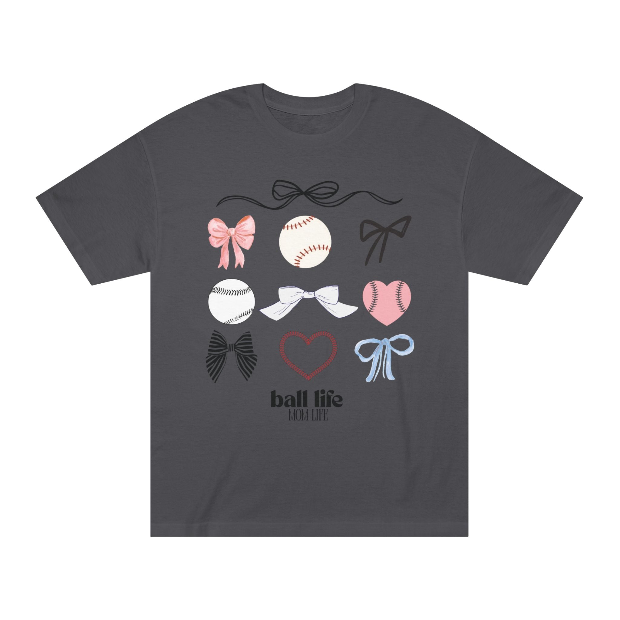 Baseball Bow Graphic Tee — "Ball Life" Bows & Heart Sports Shirt