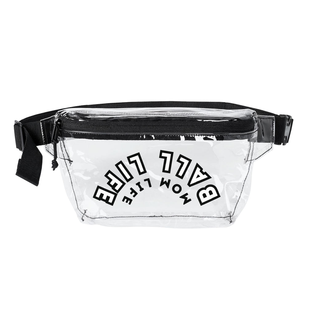 Clear Stadium Fanny Pack — Ball Life Mom Life Clear Black or Iridescent Bag for Sports
