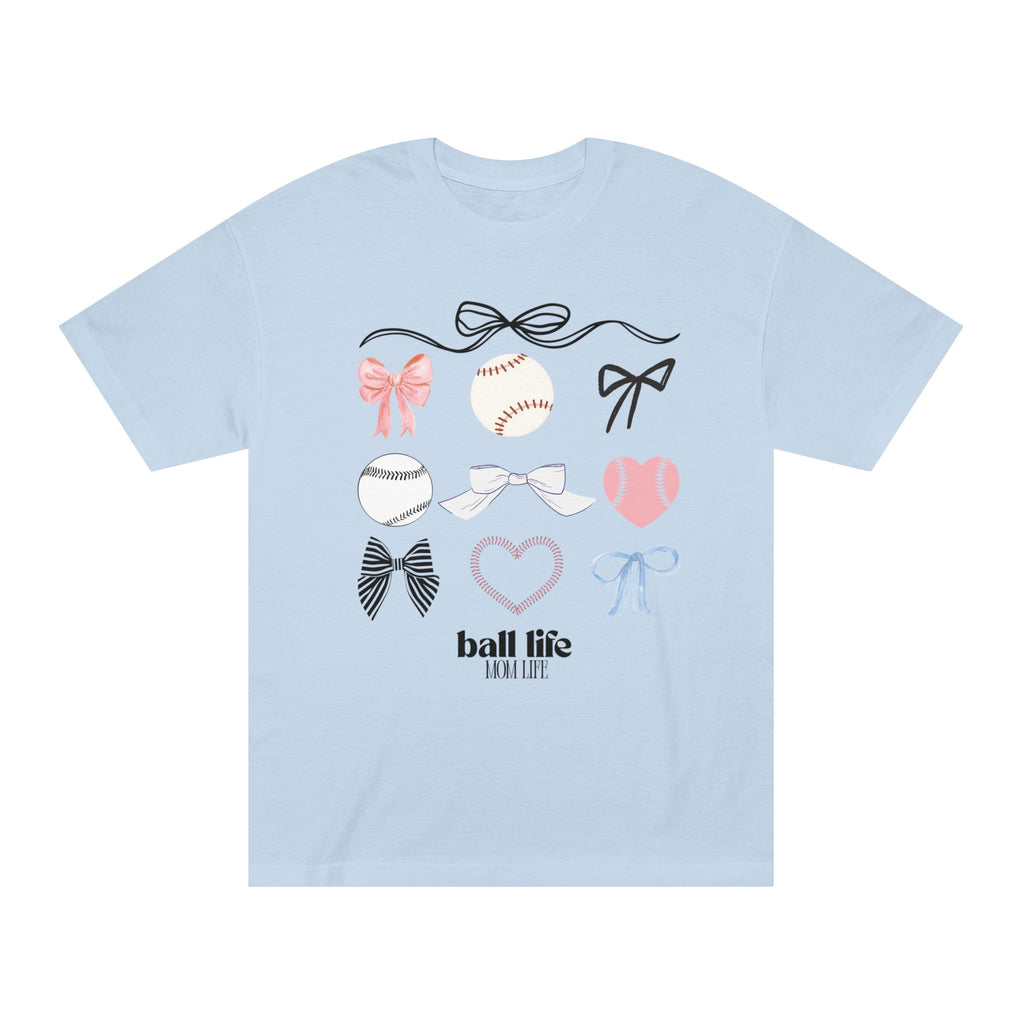 Baseball Bow Graphic Tee — "Ball Life" Bows & Heart Sports Shirt
