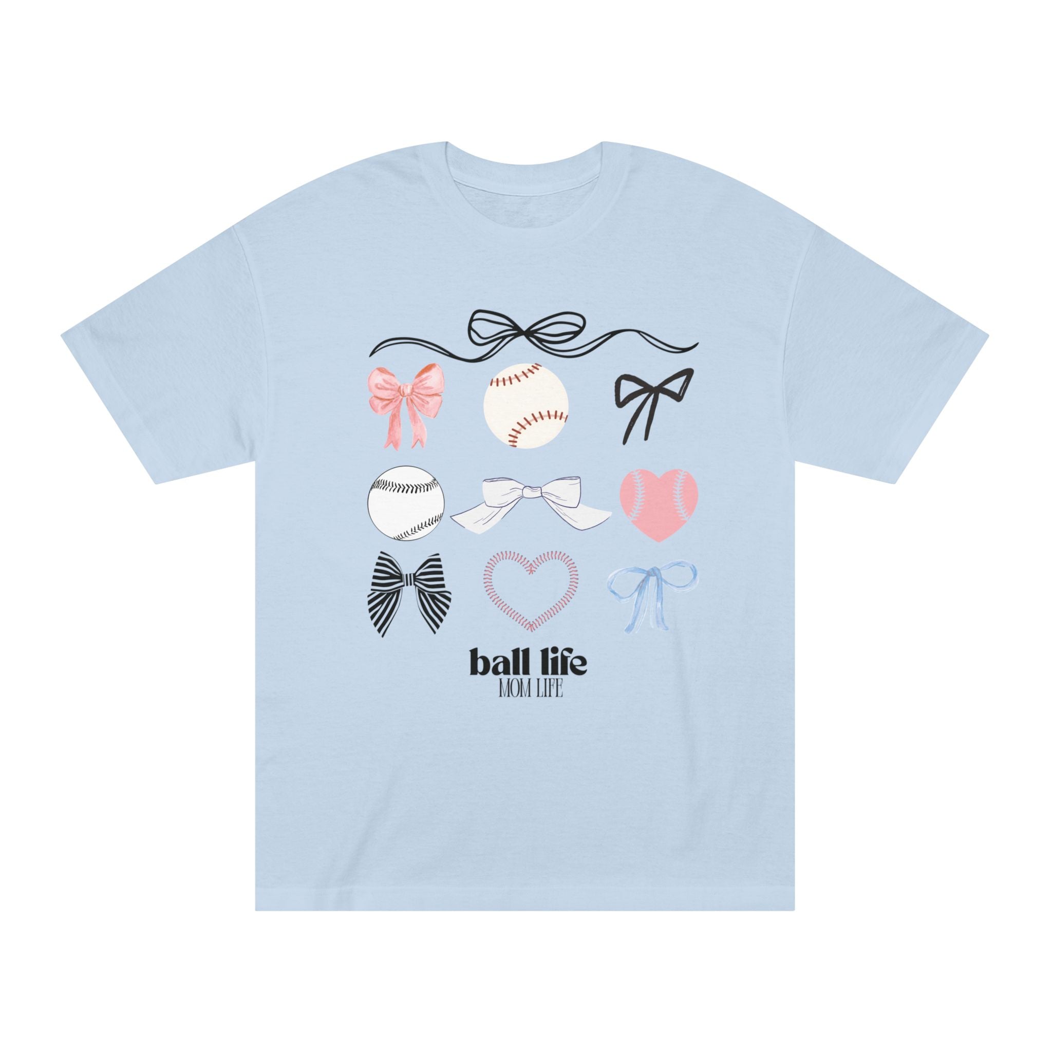 Baseball Bow Graphic Tee — "Ball Life" Bows & Heart Sports Shirt
