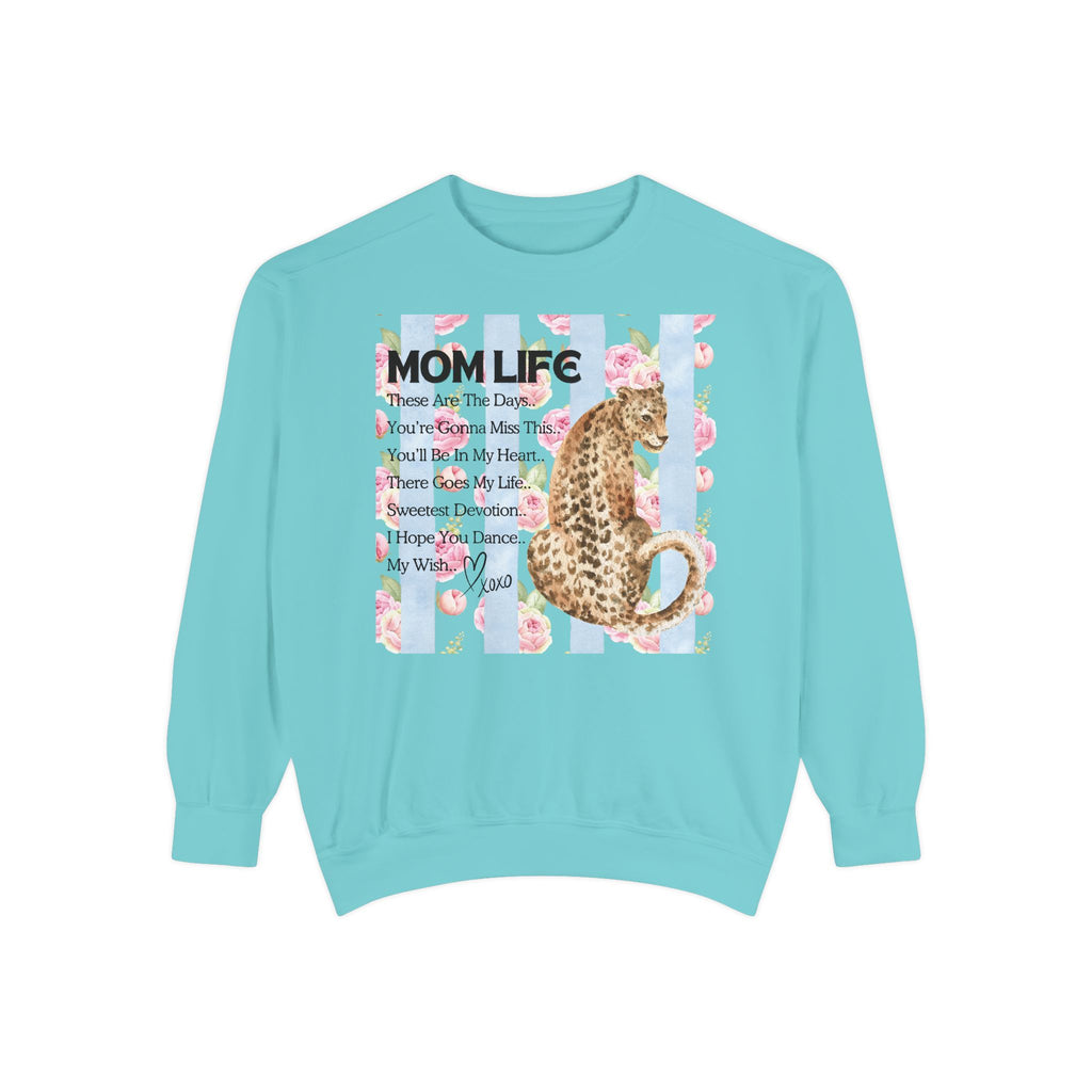 Mom Life Leopard Print Sweatshirt - Floral Striped Song Title Crewneck