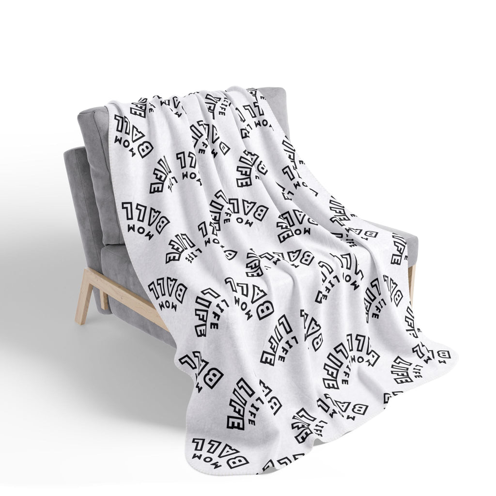 Fleece & Sherpa Blanket Repeating Typography — Mom Life Ball Life Cozy Fleece Throw for Game Day