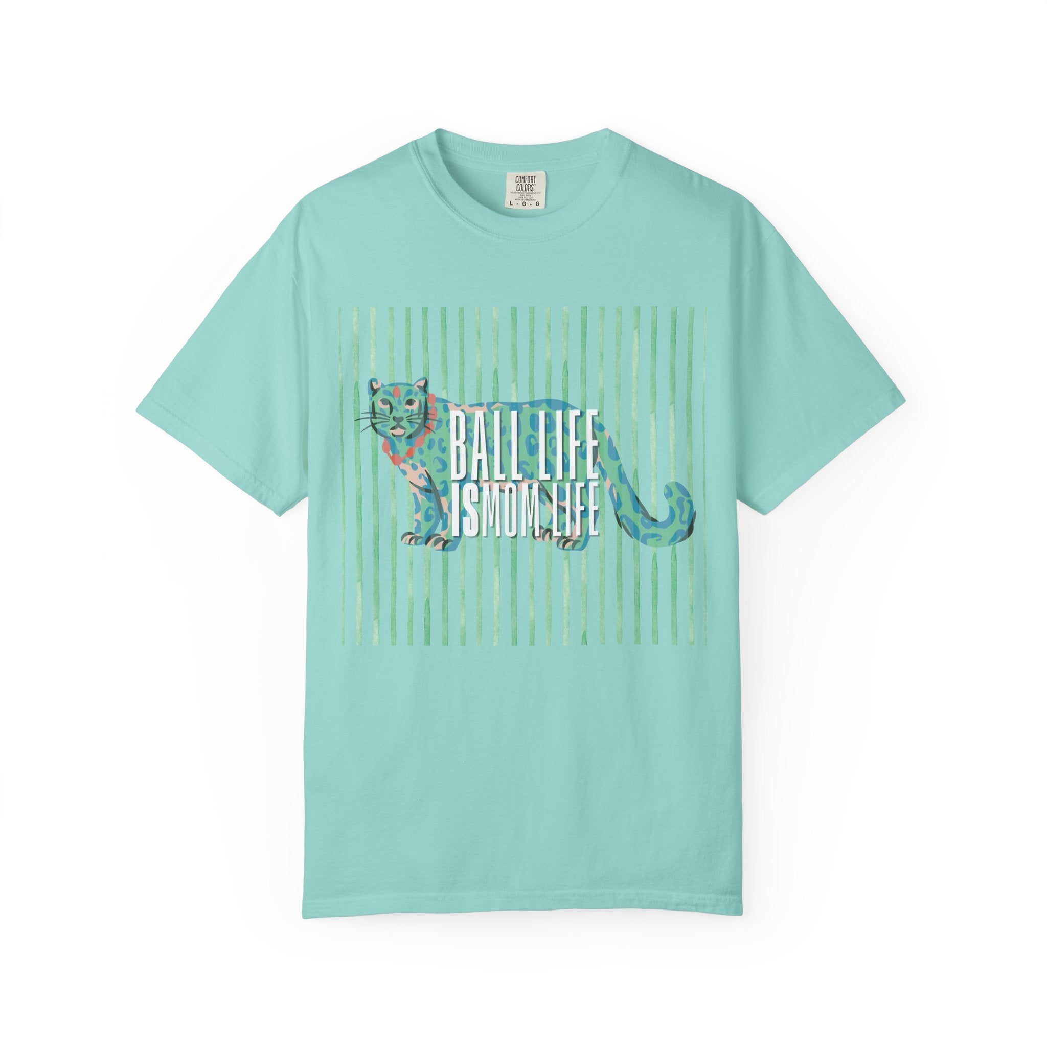 Jaguar Stripes Graphic T‑Shirt — Ball Life Mom Life Retro Animal Print Tee