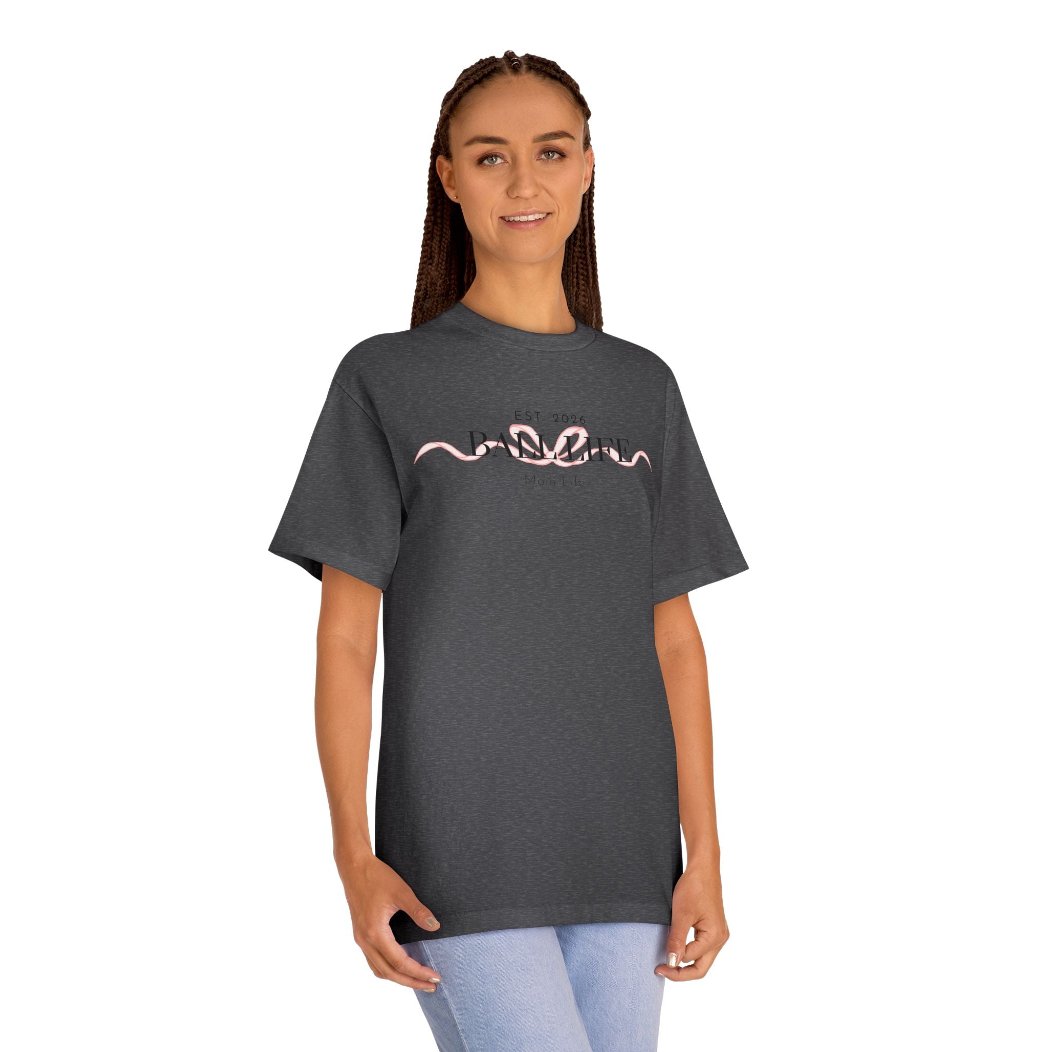 Bow Mom Life Tee — Est. 2026 Minimalist 'Ball Life Mom Life' Graphic T-Shirt