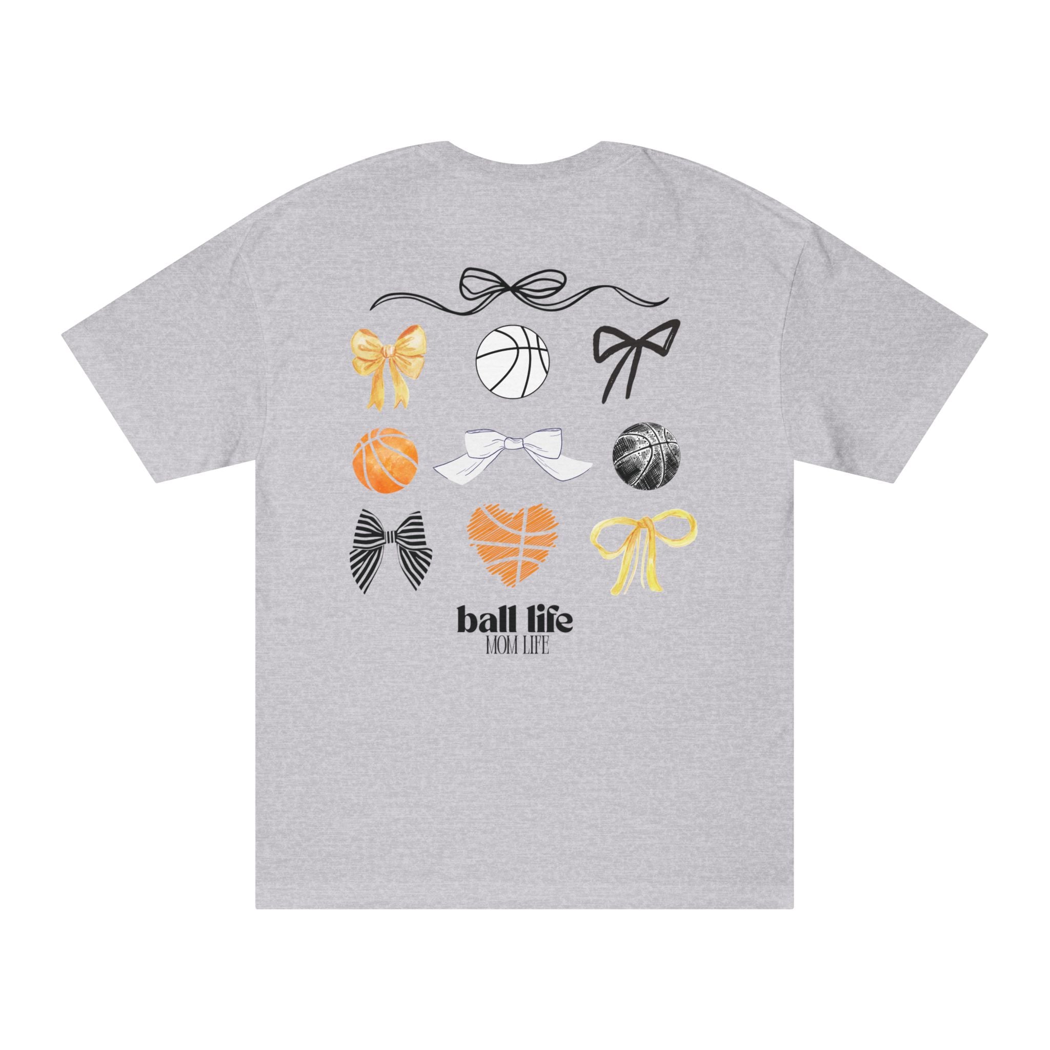 Basketball Bow Tee — "Ball Life Mom Life" Graphic Cotton T‑Shirt