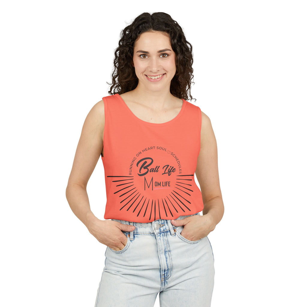 Tank Top — Ball Life Mom Life Retro Sunburst Graphic