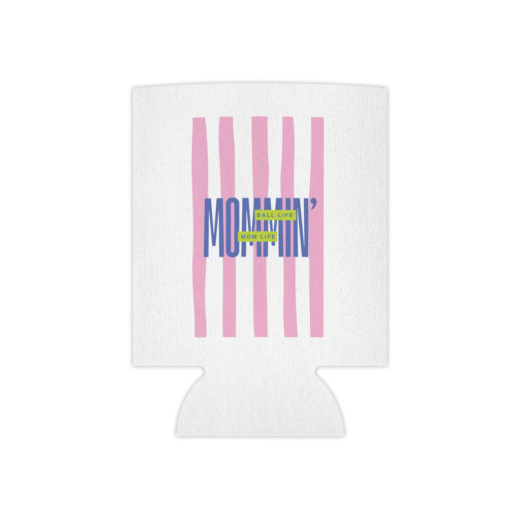 Can Cooler – Pink Stripes Mommin' Ball Life Mom Life Retro Graphic Can Koozie