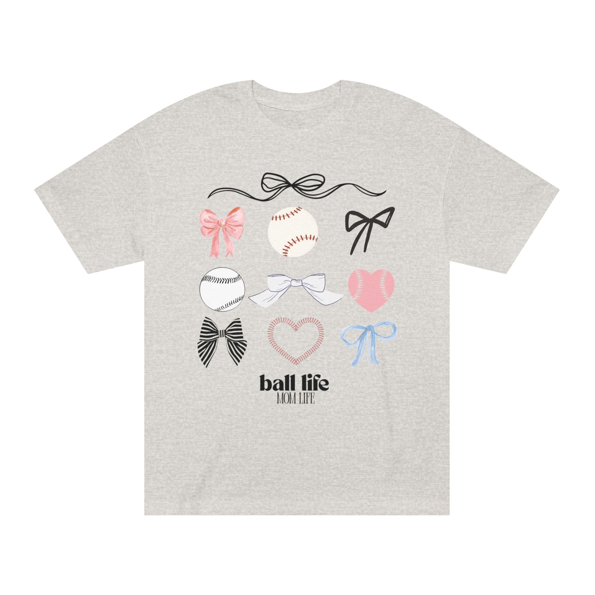 Baseball Bow Graphic Tee — "Ball Life" Bows & Heart Sports Shirt