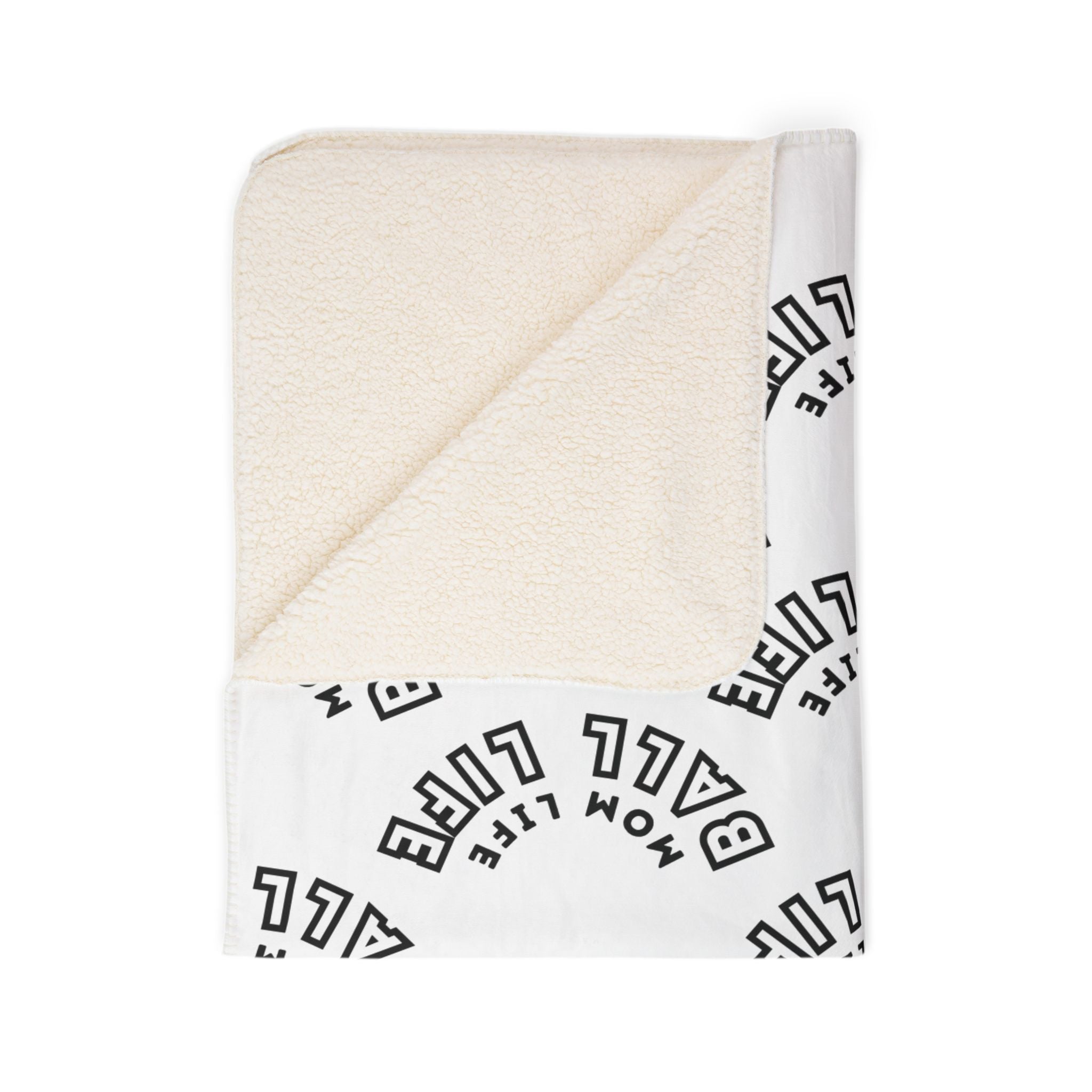 Fleece & Sherpa Blanket Repeating Typography — Mom Life Ball Life Cozy Fleece Throw for Game Day
