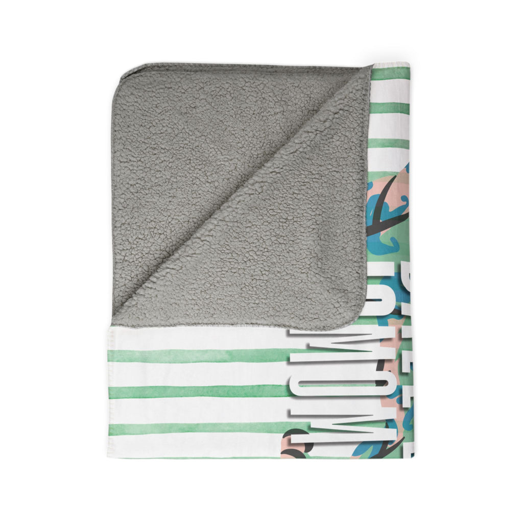 Fleece Sherpa Blanket - 'Ball Life Is Mom Life' Leopard Striped Cozy Throw