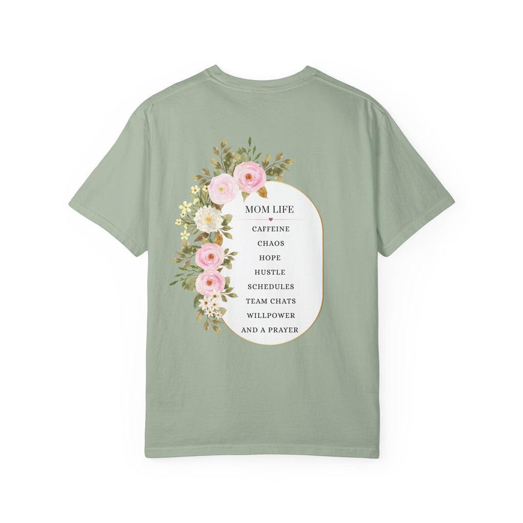 Mom Life Floral Graphic Tee - Caffeine, Chaos, Hope and a Prayer