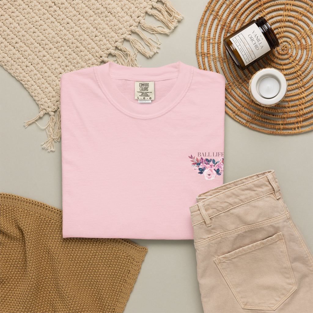 Ball Life Floral T-Shirt — Pink Rose Lifestyle Tee for Mom