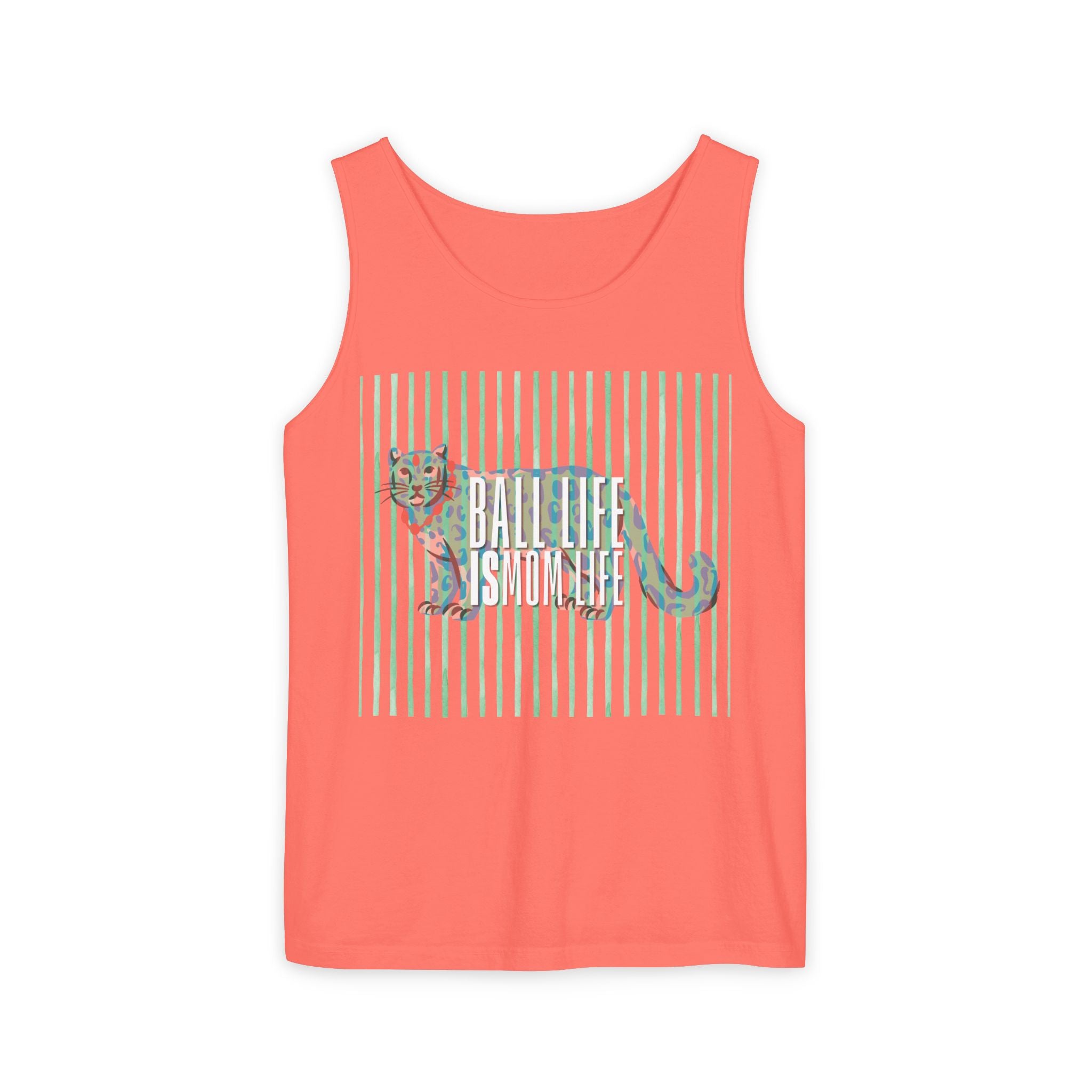 Tank Top — Vintage Leopard Ball Life is Mom Life Graphic