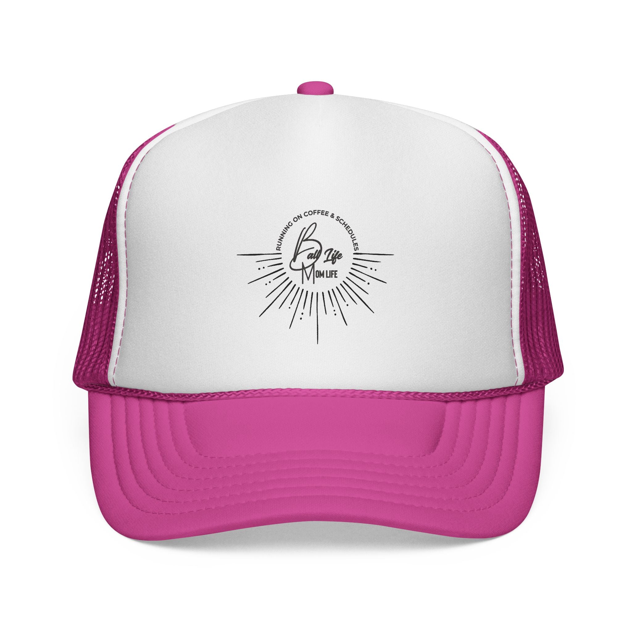 Trucker Cap with Vintage Sunburst Logo — 'Ball Life Mom Life' Minimal Mesh Hat