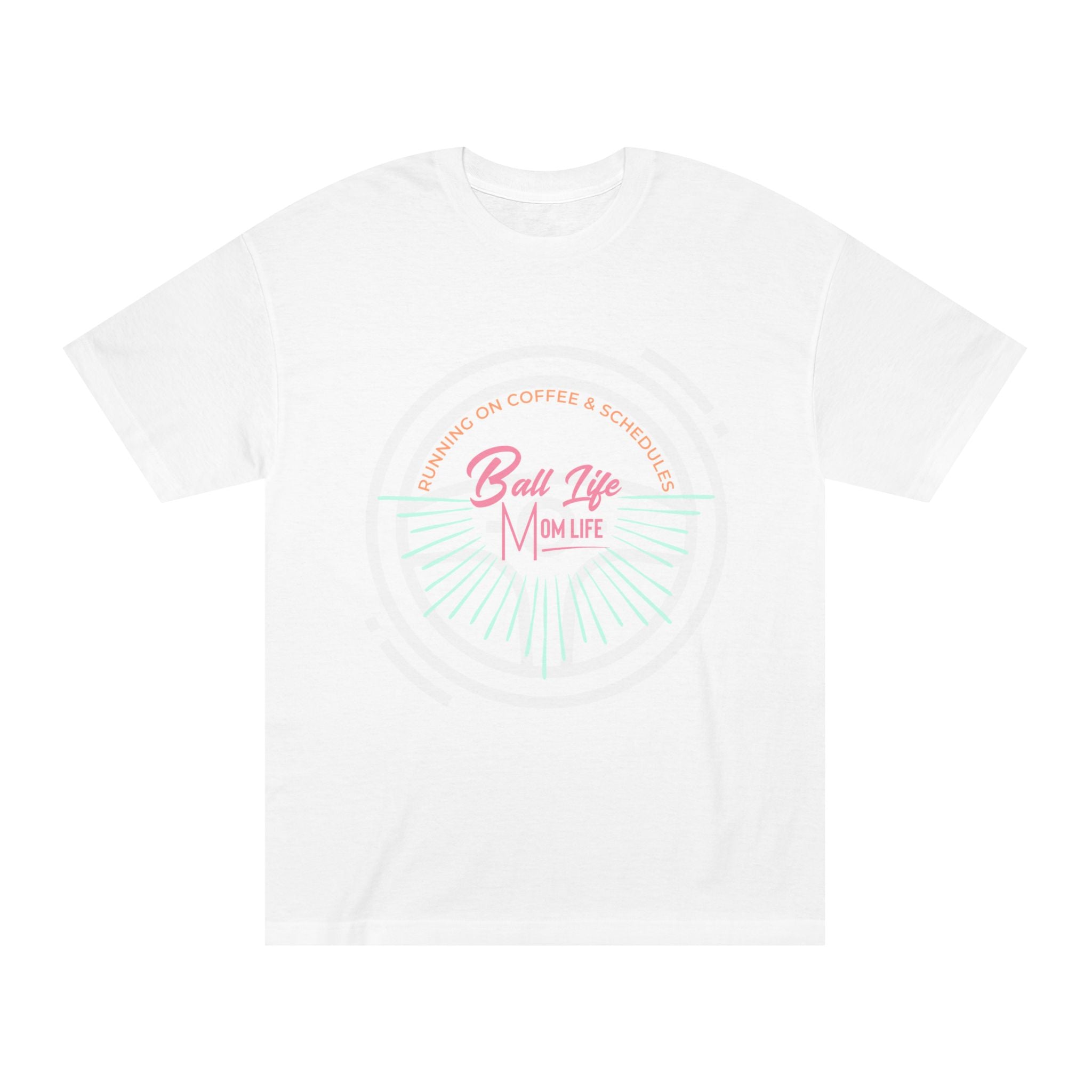 Ball Life Mom Life Graphic Tee — Running on Coffee & Schedules Retro Vibe