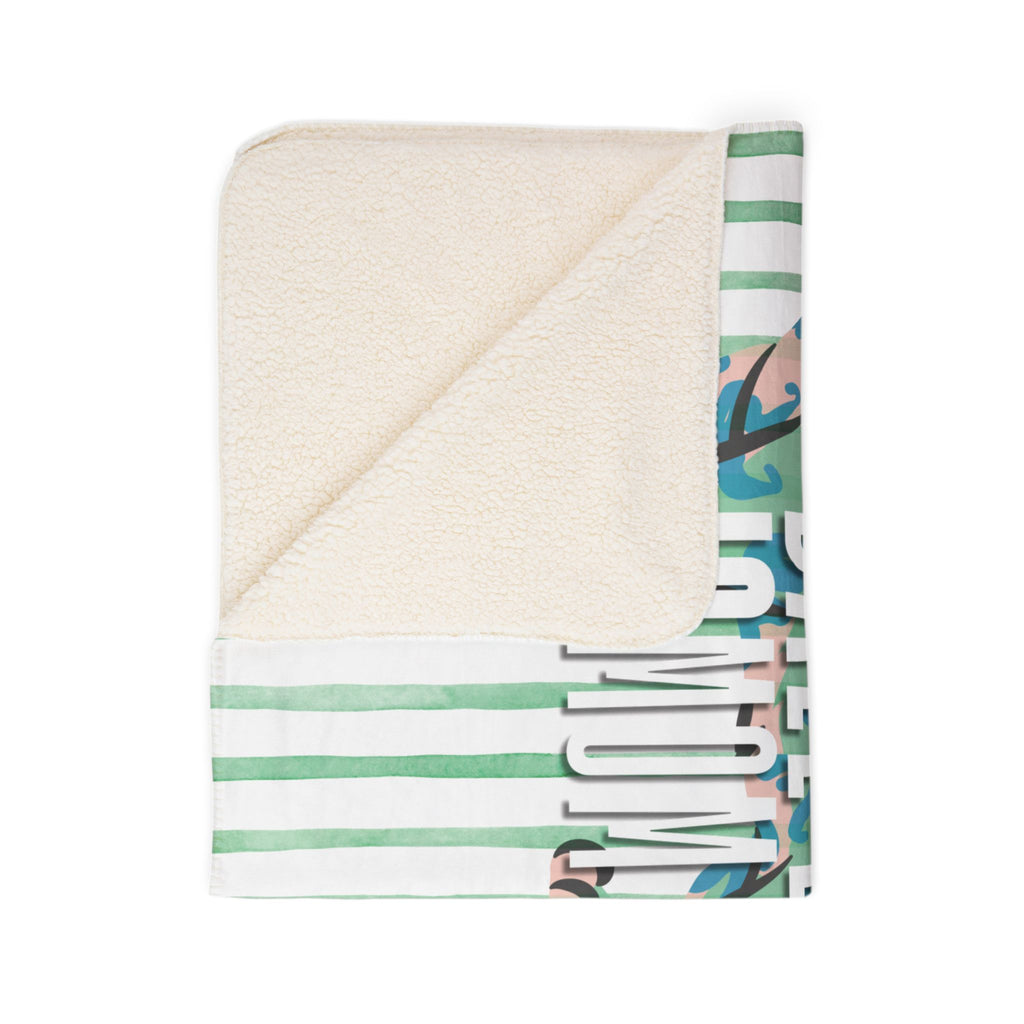 Fleece Sherpa Blanket - 'Ball Life Is Mom Life' Leopard Striped Cozy Throw