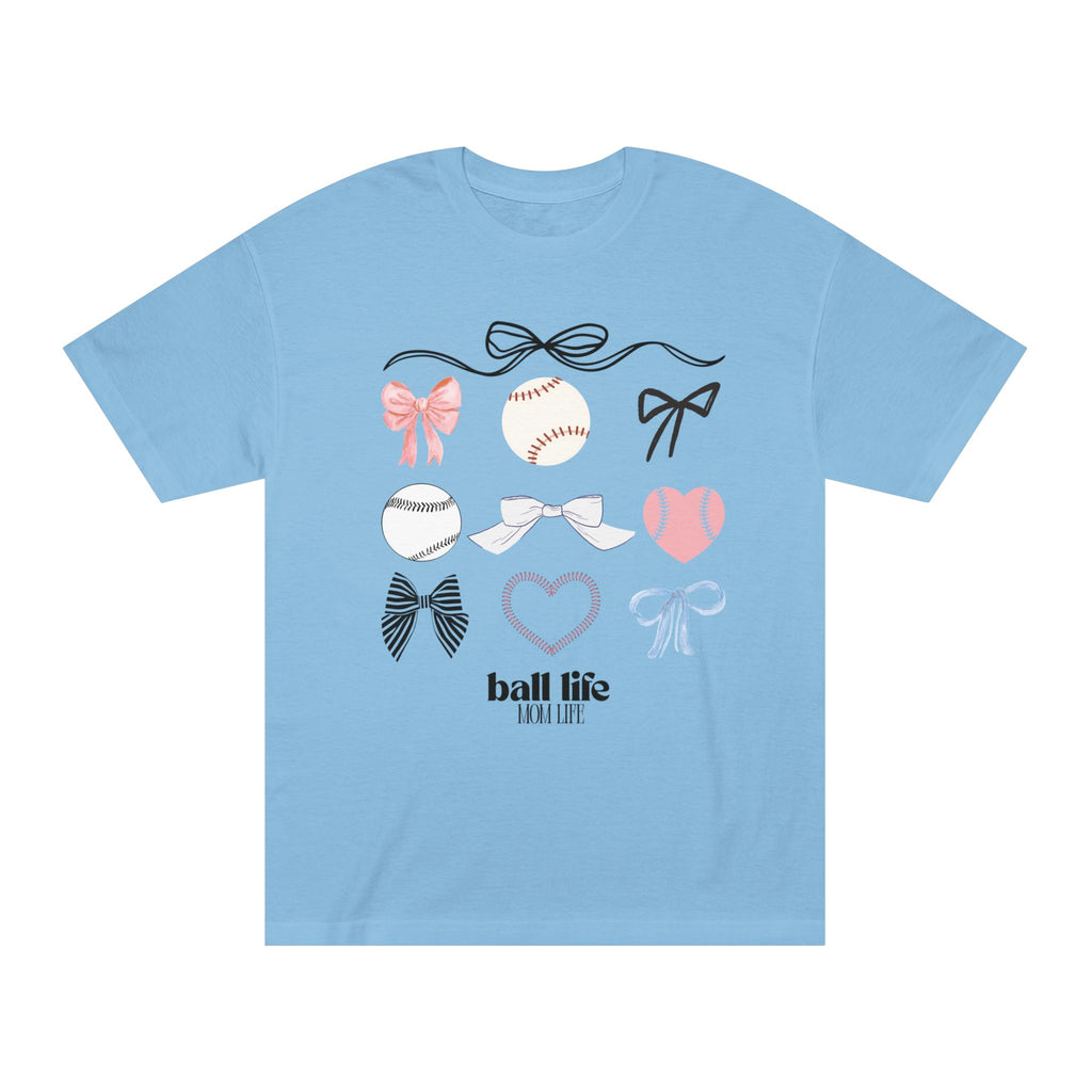 Baseball Bow Graphic Tee — "Ball Life" Bows & Heart Sports Shirt