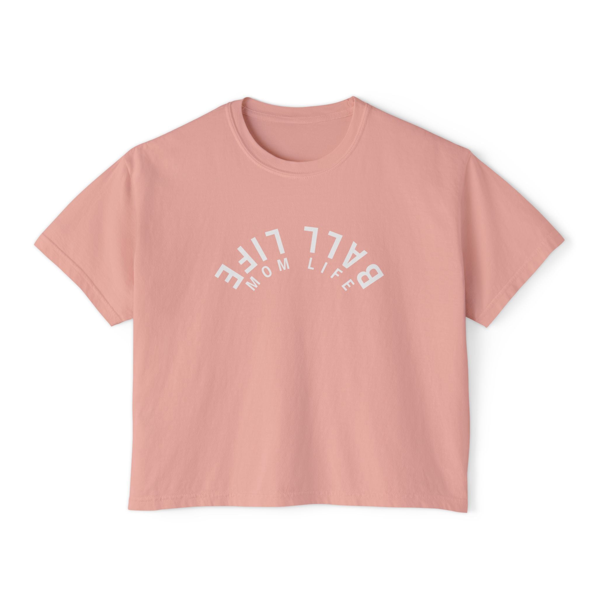Boxy Tee — Ball Life Mom Life Upside Down Logo Women's Crop T-Shirt