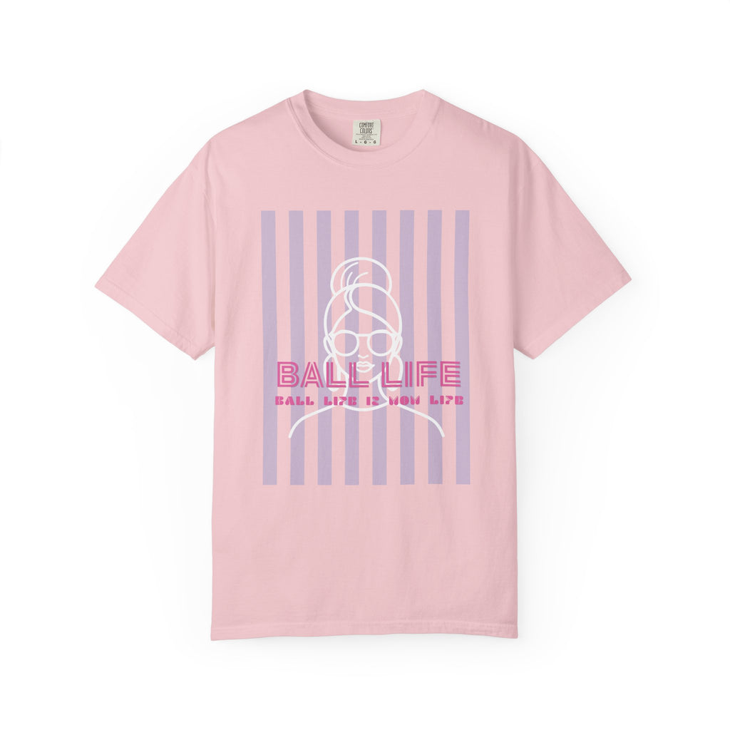 Ball Life Mom Life Striped Graphic T-Shirt