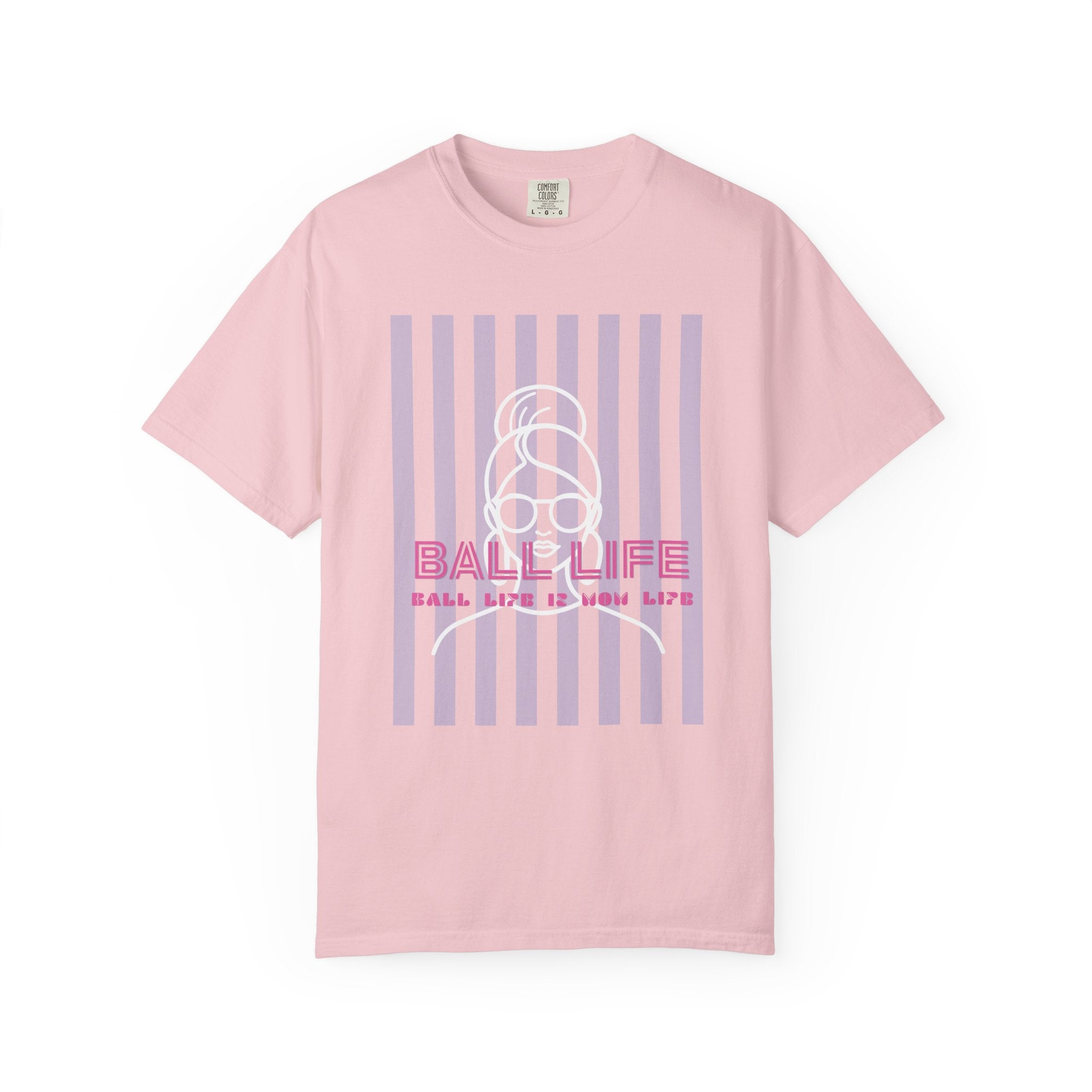 Ball Life Mom Life Striped Graphic T-Shirt