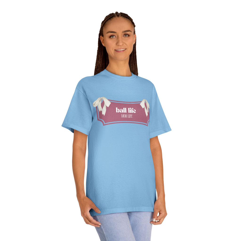 Mom Life Ball Life Ribbon Graphic Tee