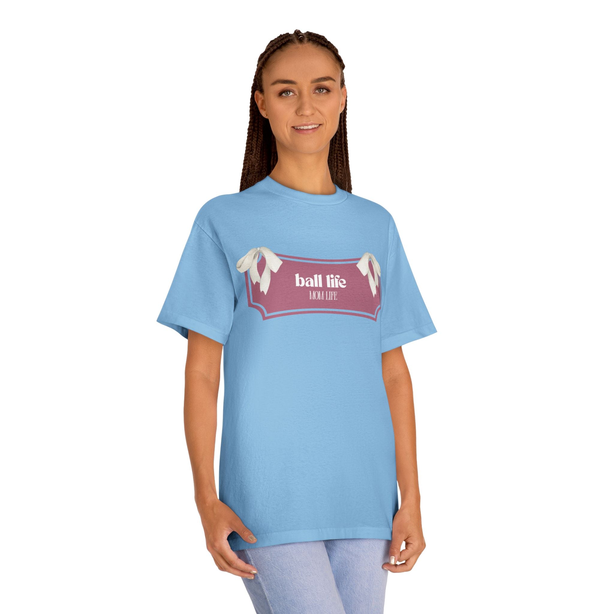 Mom Life Ball Life Ribbon Graphic Tee