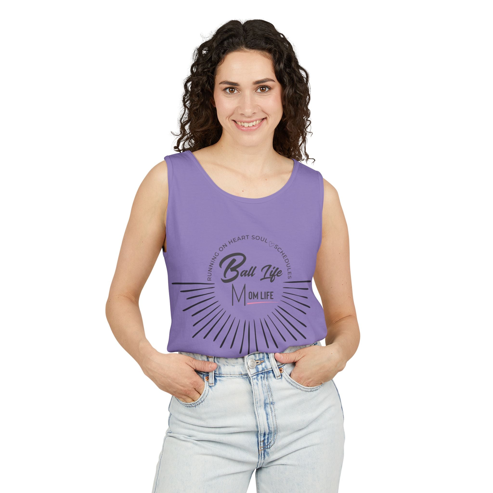 Tank Top — Ball Life Mom Life Retro Sunburst Graphic