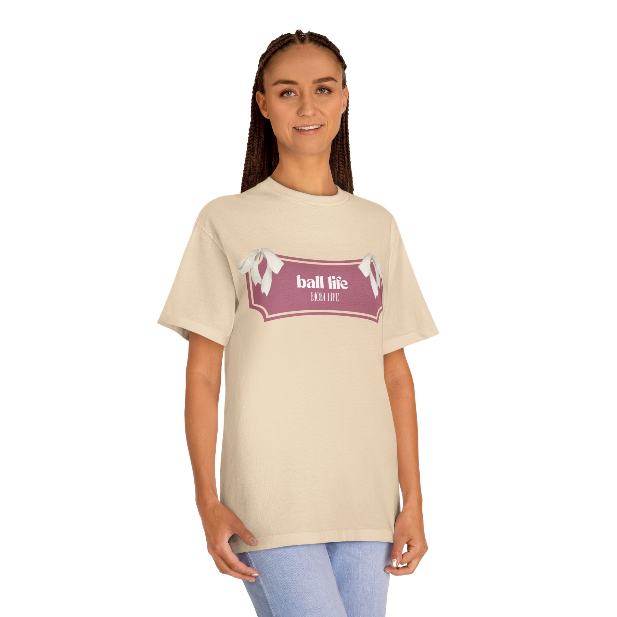 Mom Life Ball Life Ribbon Graphic Tee