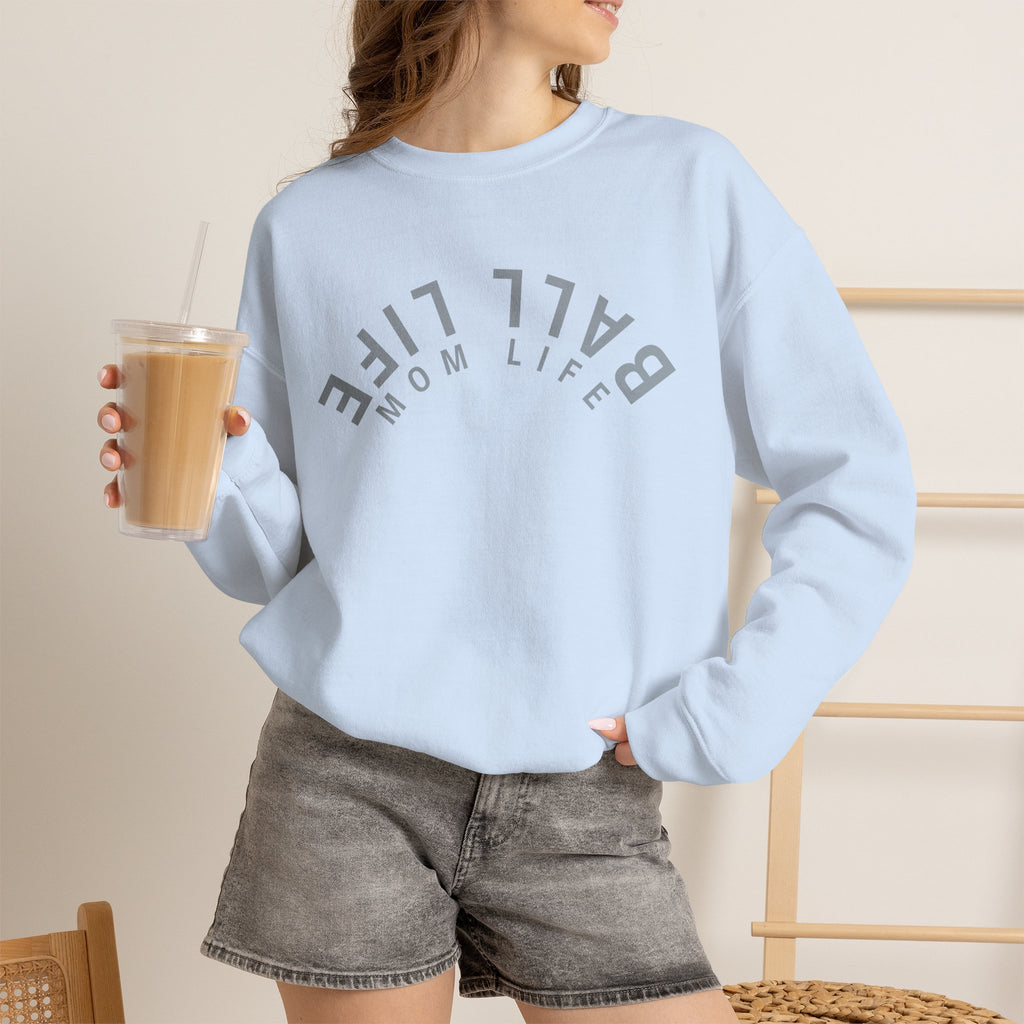 Crewneck Sweatshirt for Mom — Ball Life Mom Life Minimal Athletic Sweatshirt