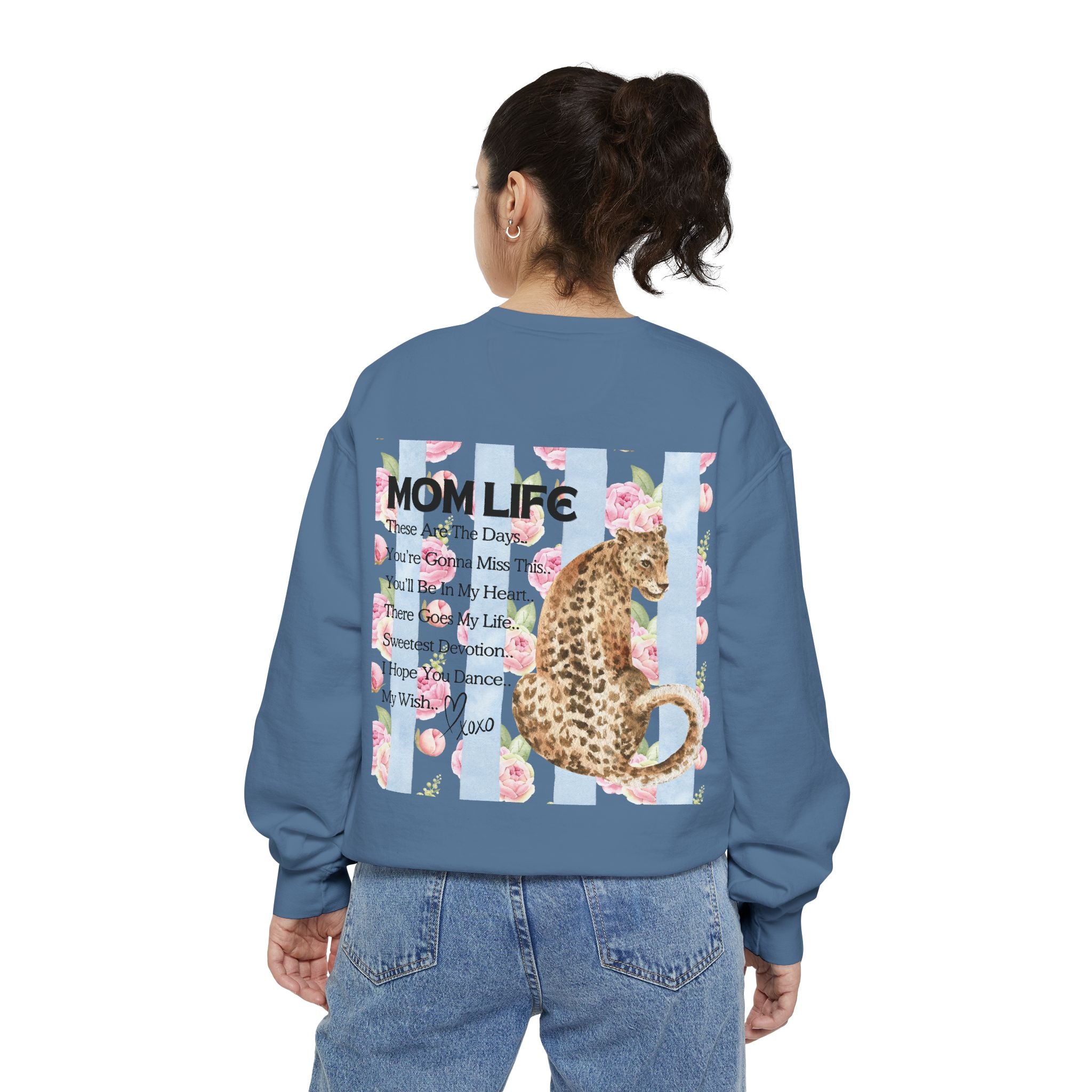 Mom Life Leopard Print Sweatshirt - Floral Striped Song Title Crewneck