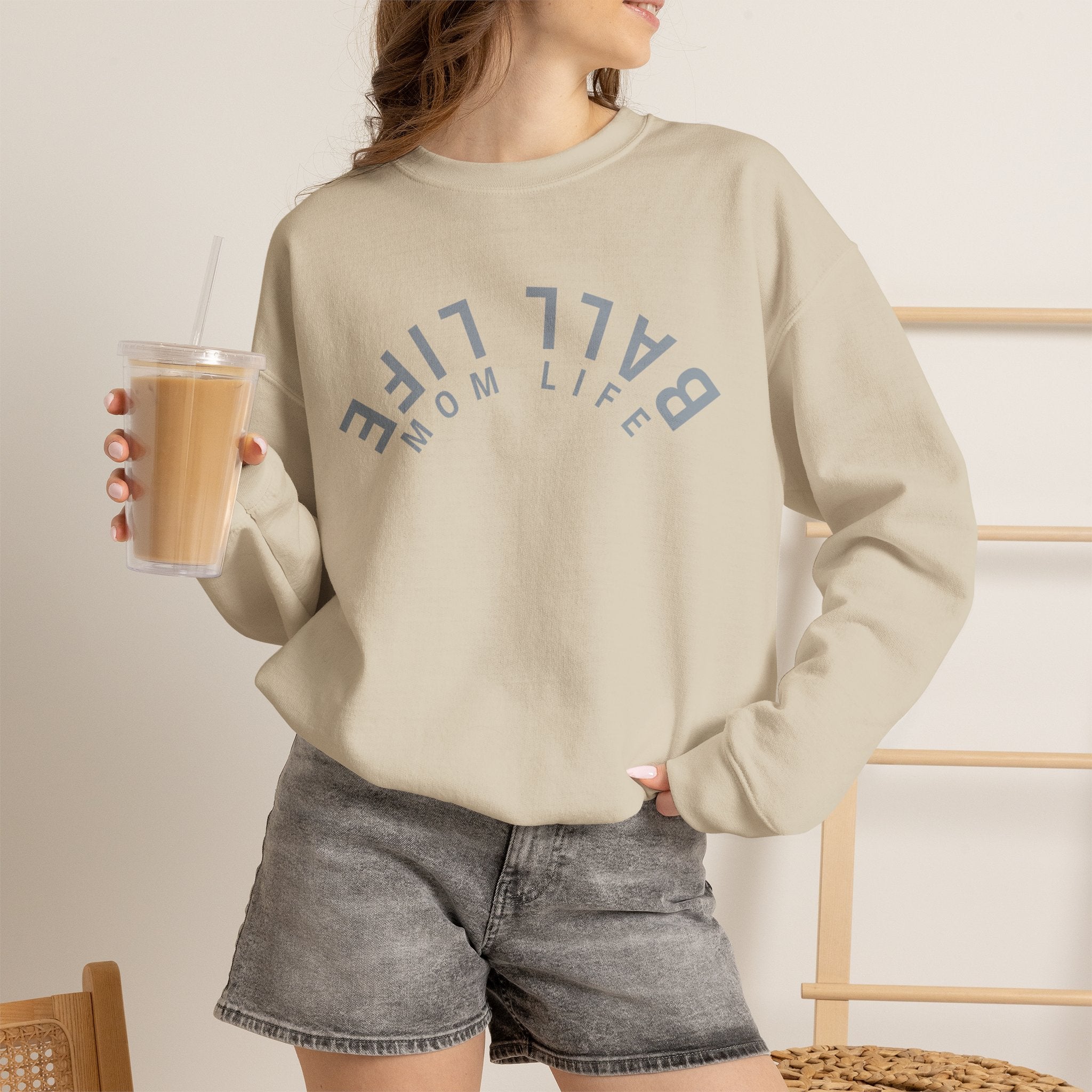 Crewneck Sweatshirt for Mom — Ball Life Mom Life Minimal Athletic Sweatshirt