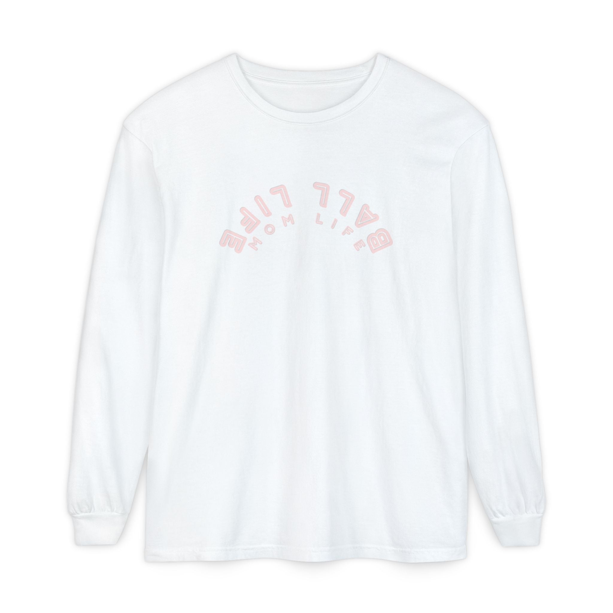 Long Sleeve T-Shirt — Ball Life Mom Life Pastel Upside Down Graphic