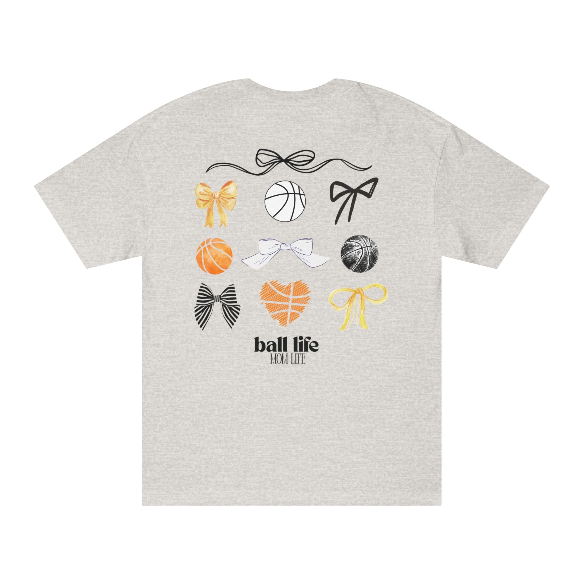 Basketball Bow Tee — "Ball Life Mom Life" Graphic Cotton T‑Shirt