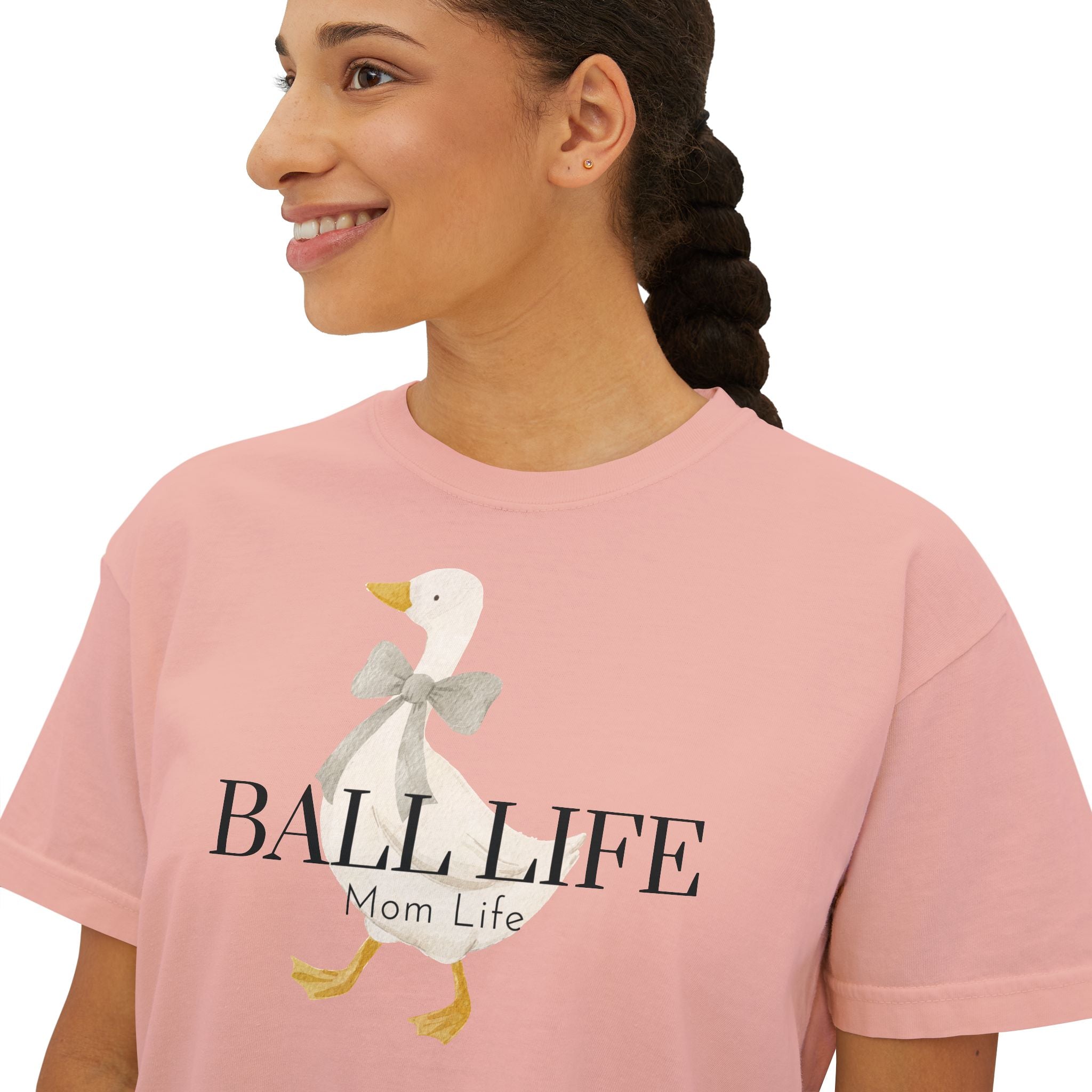 Women's Boxy Tee — Ball Life Mom Life Silly Goose Graphic