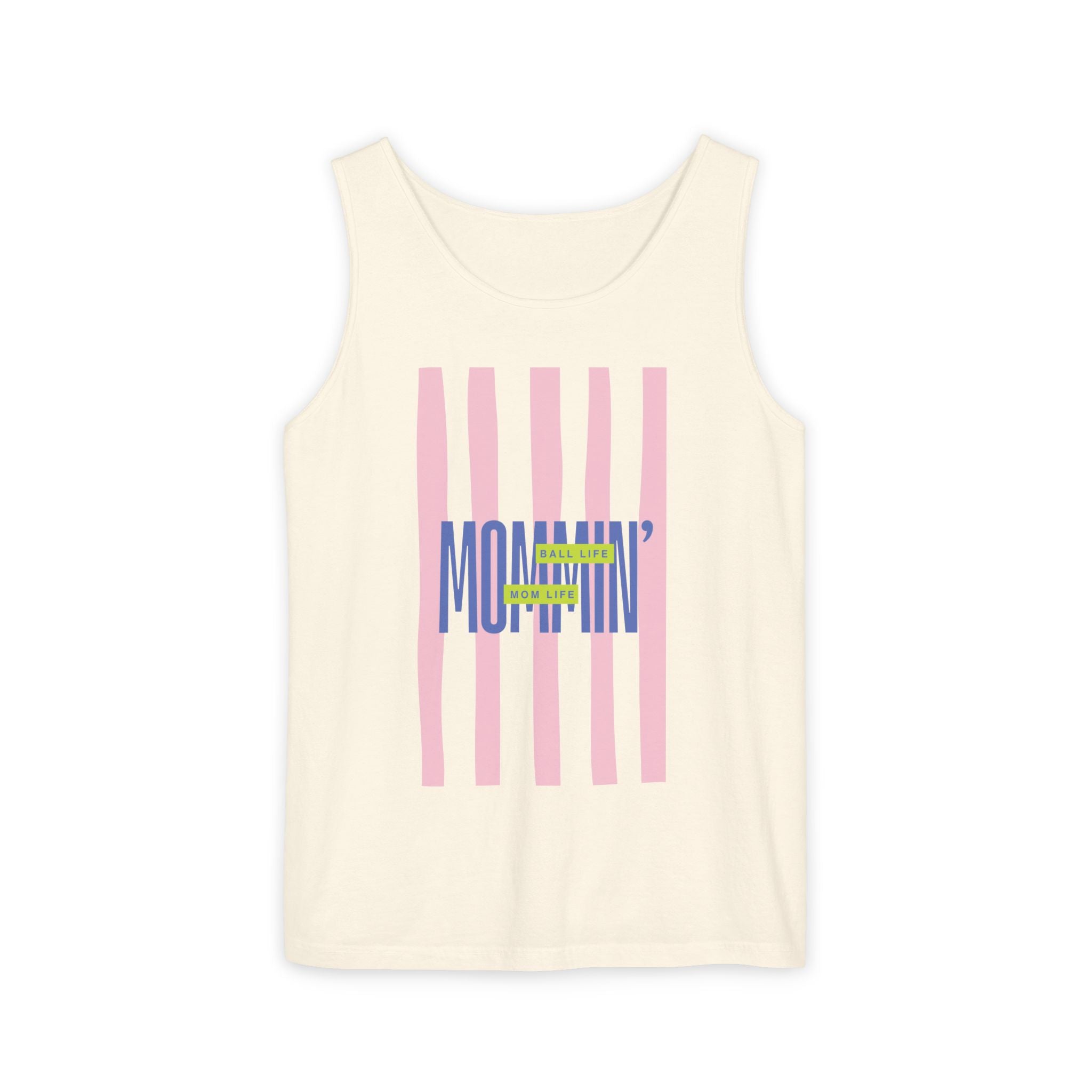 Mommin' Stripes Tank Top — Retro Pastel Graphic Tank Mommin' Ball Life Mom Life