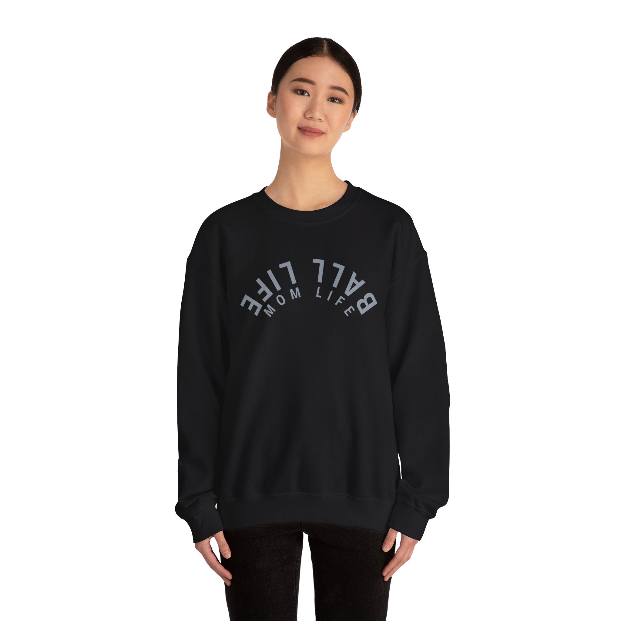Crewneck Sweatshirt for Mom — Ball Life Mom Life Minimal Athletic Sweatshirt