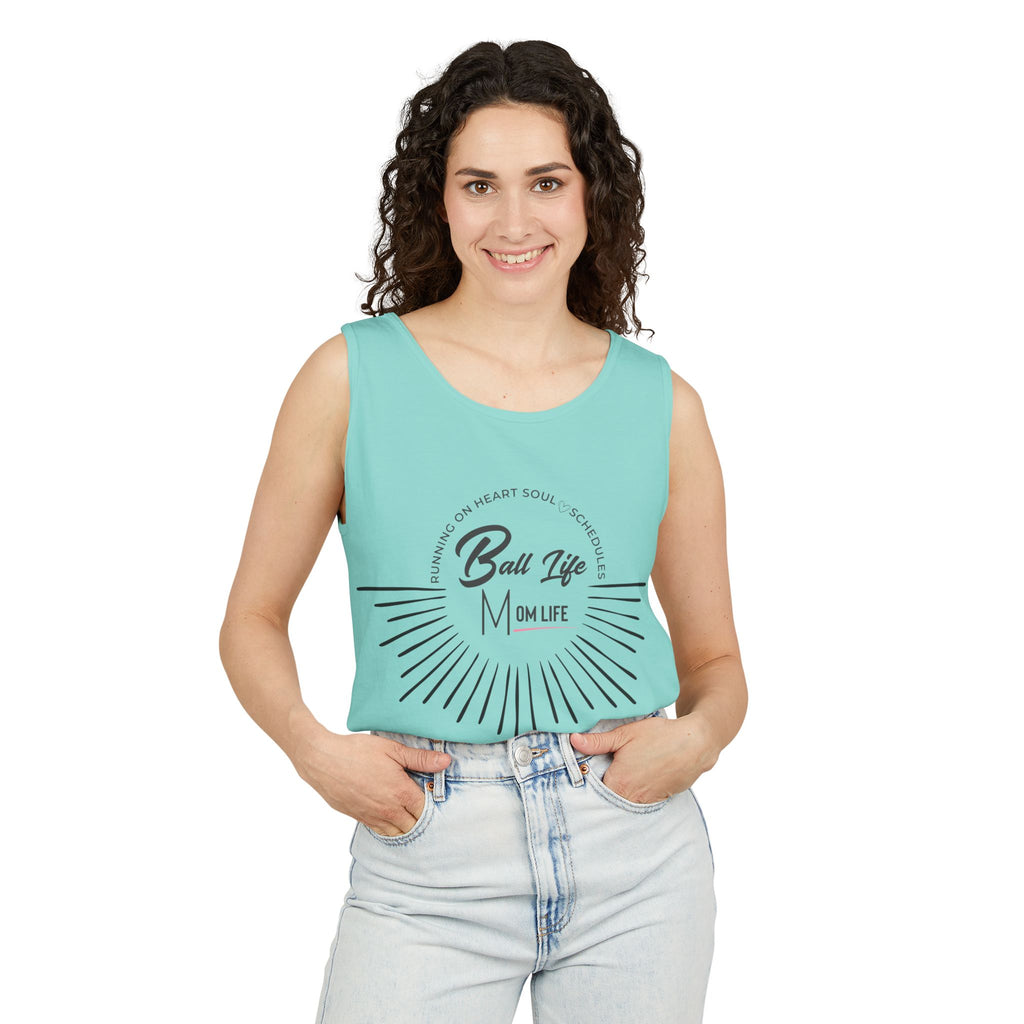 Tank Top — Ball Life Mom Life Retro Sunburst Graphic