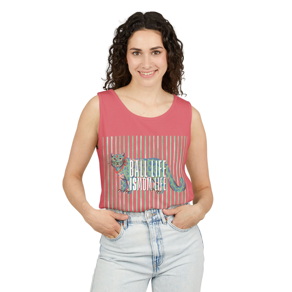 Tank Top — Vintage Leopard Ball Life is Mom Life Graphic