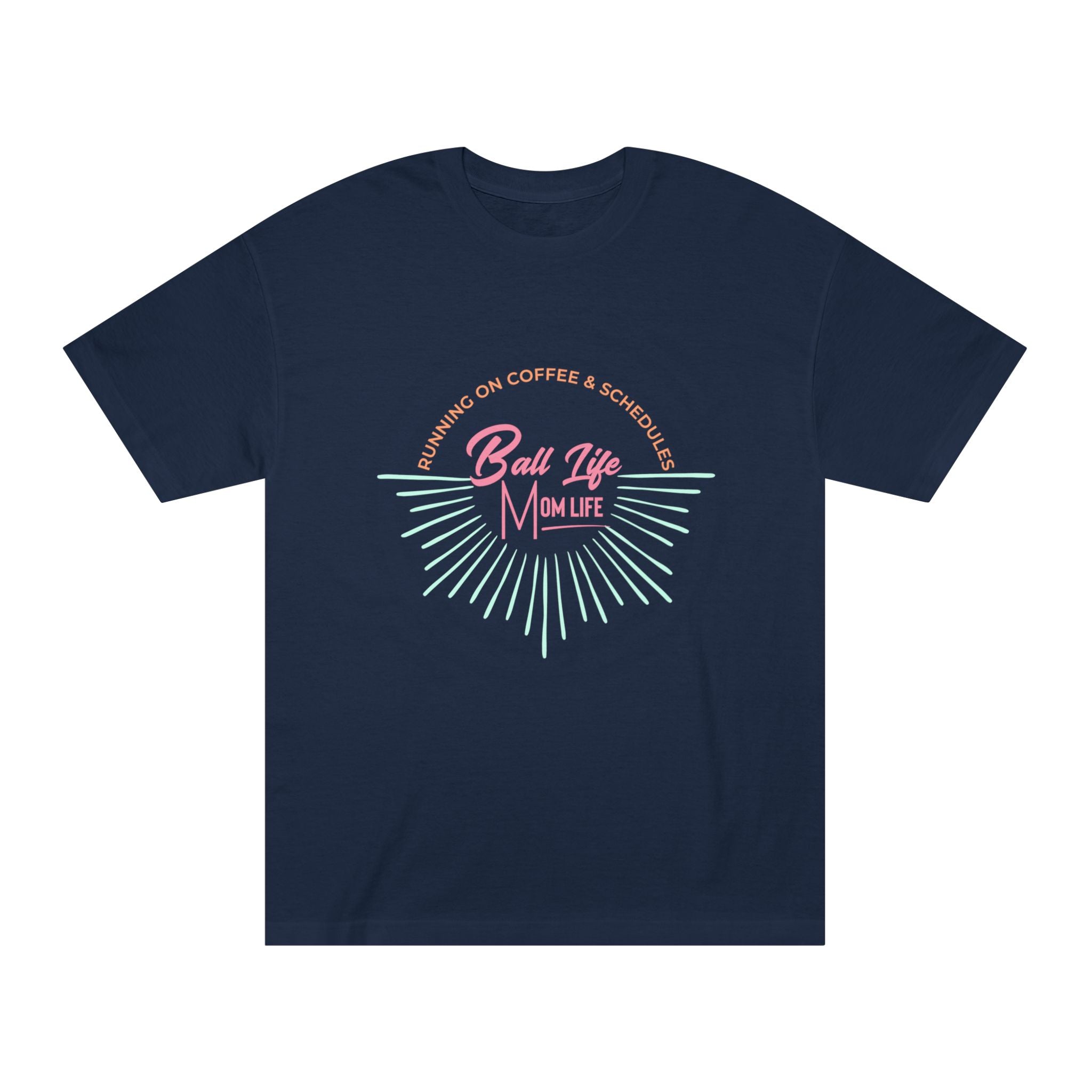 Ball Life Mom Life Graphic Tee — Running on Coffee & Schedules Retro Vibe