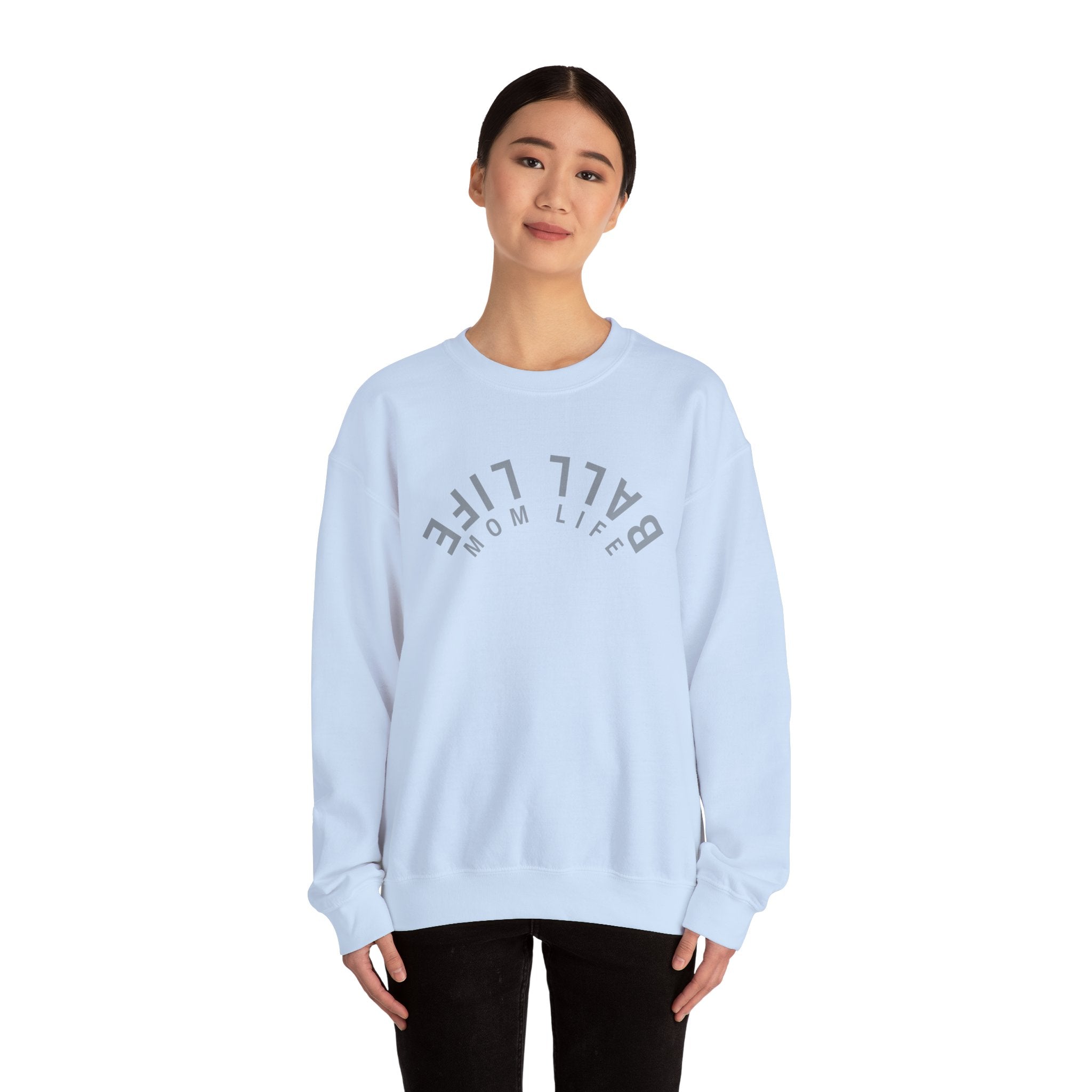 Crewneck Sweatshirt for Mom — Ball Life Mom Life Minimal Athletic Sweatshirt